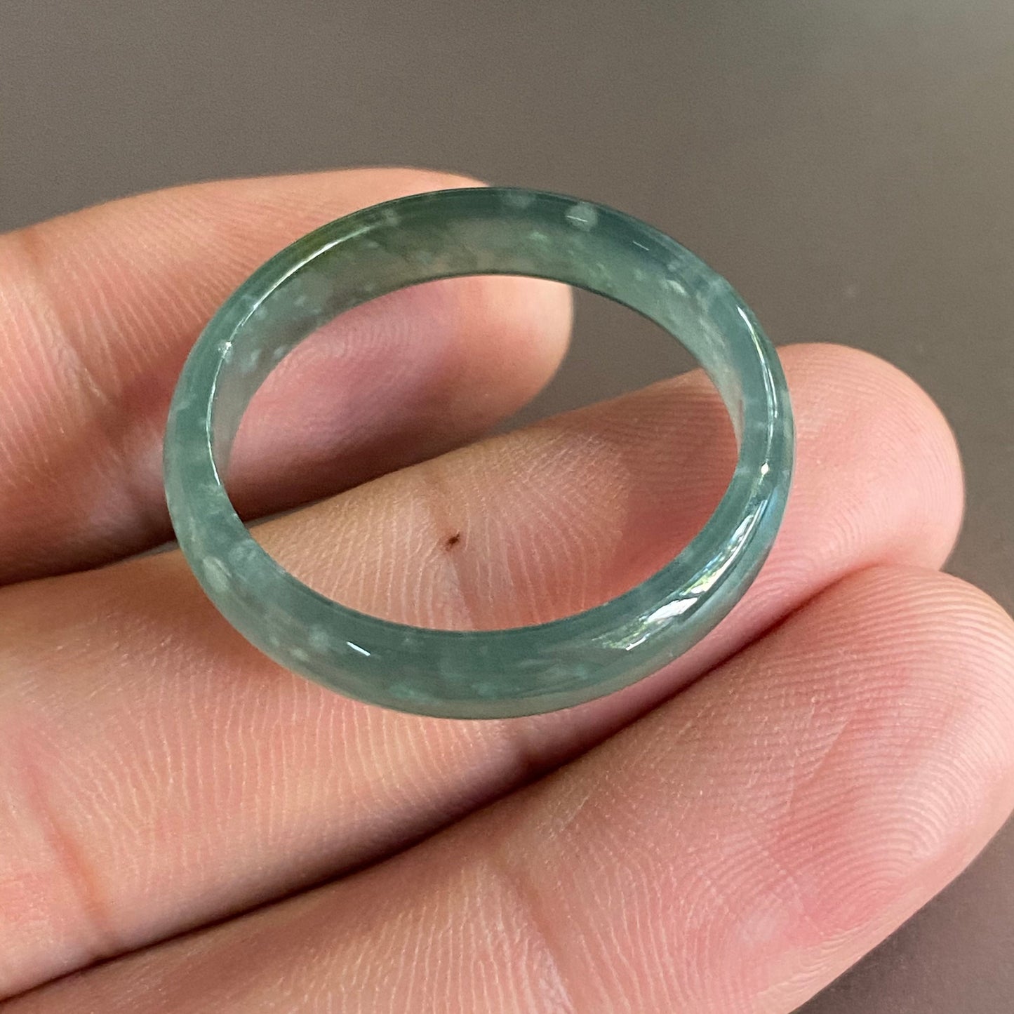 25.3mm huge Natural Snowflake Guatemala Jadeite wide rings Grade A Jade Blue gemstone men dragon Guatemalan jadeite ring