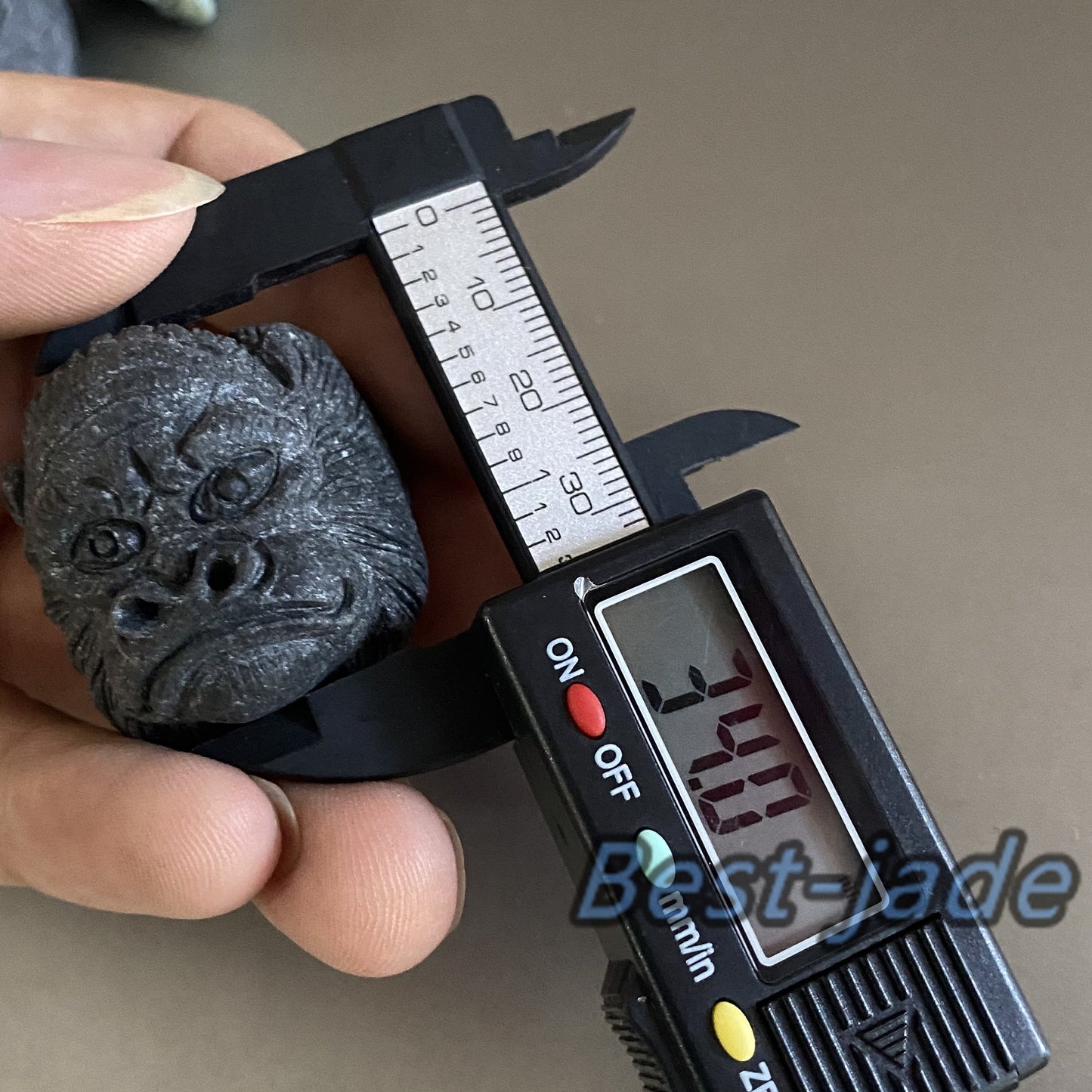 3D Gorilla Natural Black Grade A jade Band Ring Hand carved Burma jadeite animal   Rough stone Man jewelry gift