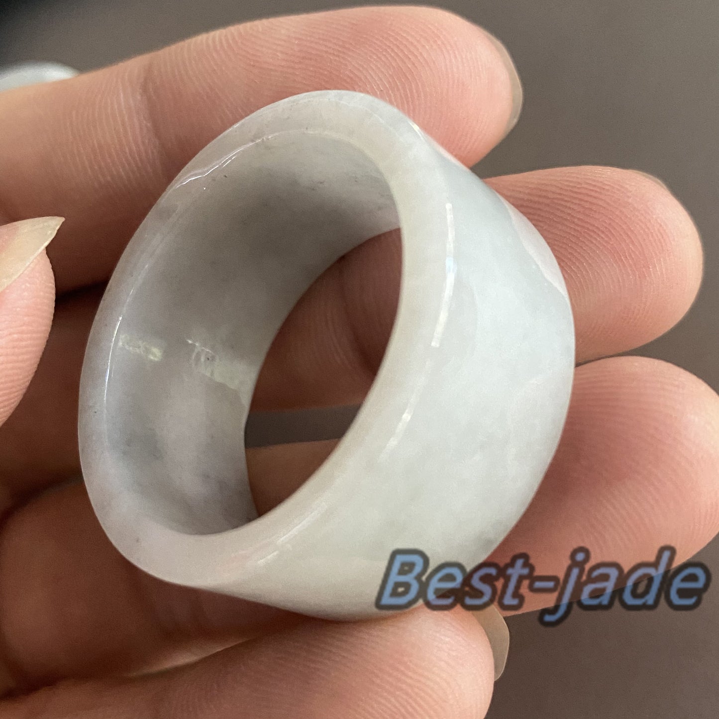 Huge 29.3mm Grade A jade Wide Band Ring Natural Real Jadeite Hand carved bead Green gemstone Burma Lady jadeware Type A stone finger ring