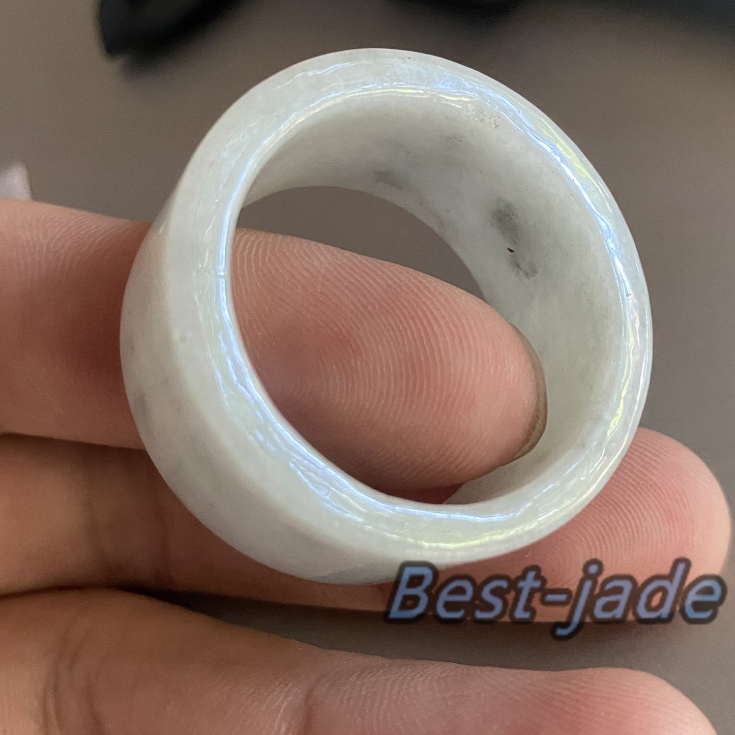 Huge 28.3mm Grade A jade Wide Band Ring Natural Real Jadeite Hand carved bead Green gemstone Burma Lady jadeware Type A stone finger ring