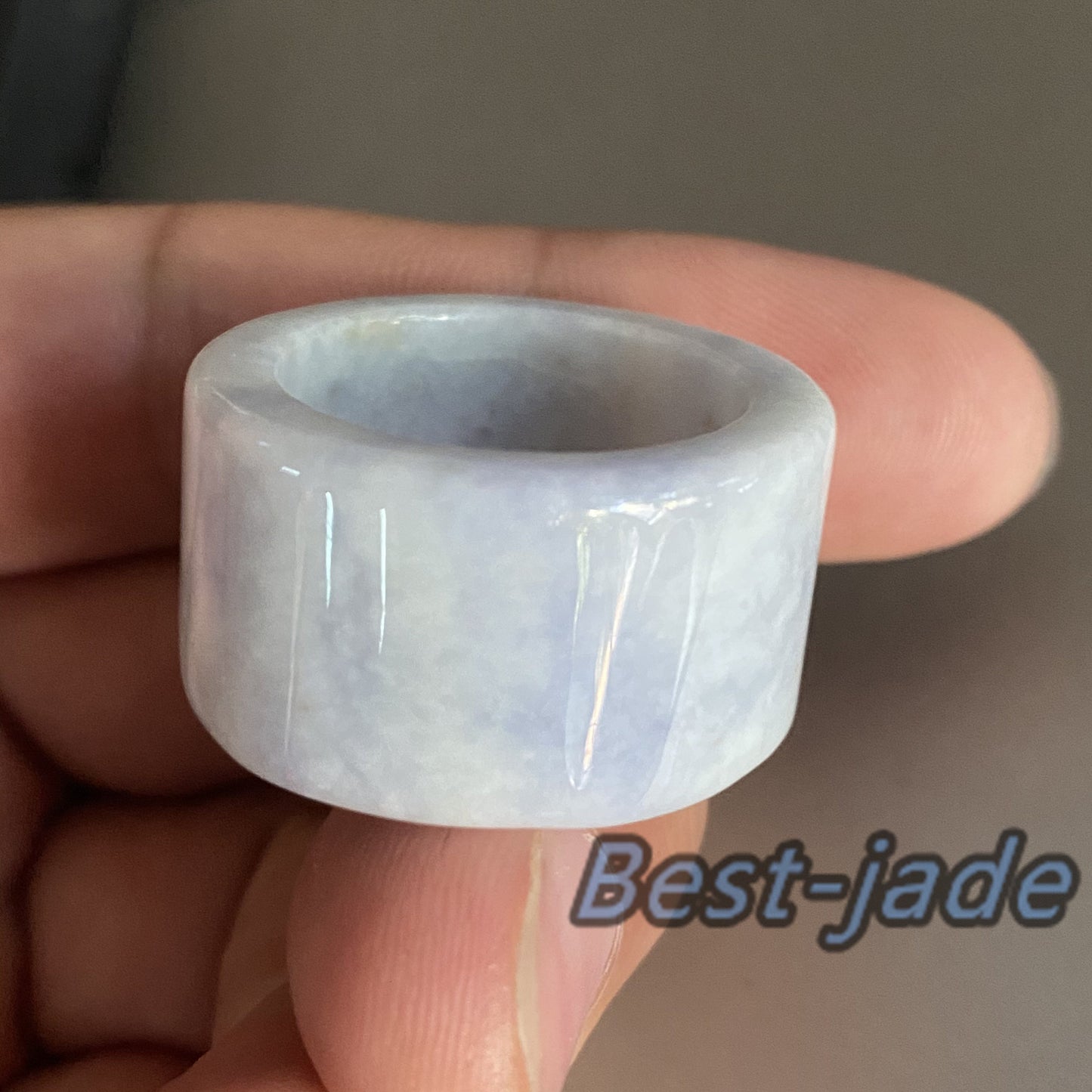 21.8mm Grade A jade Wide Band Ring Natural Real Jadeite Hand carved bead Green gemstone Burma Lady jadeware Type A stone finger ring