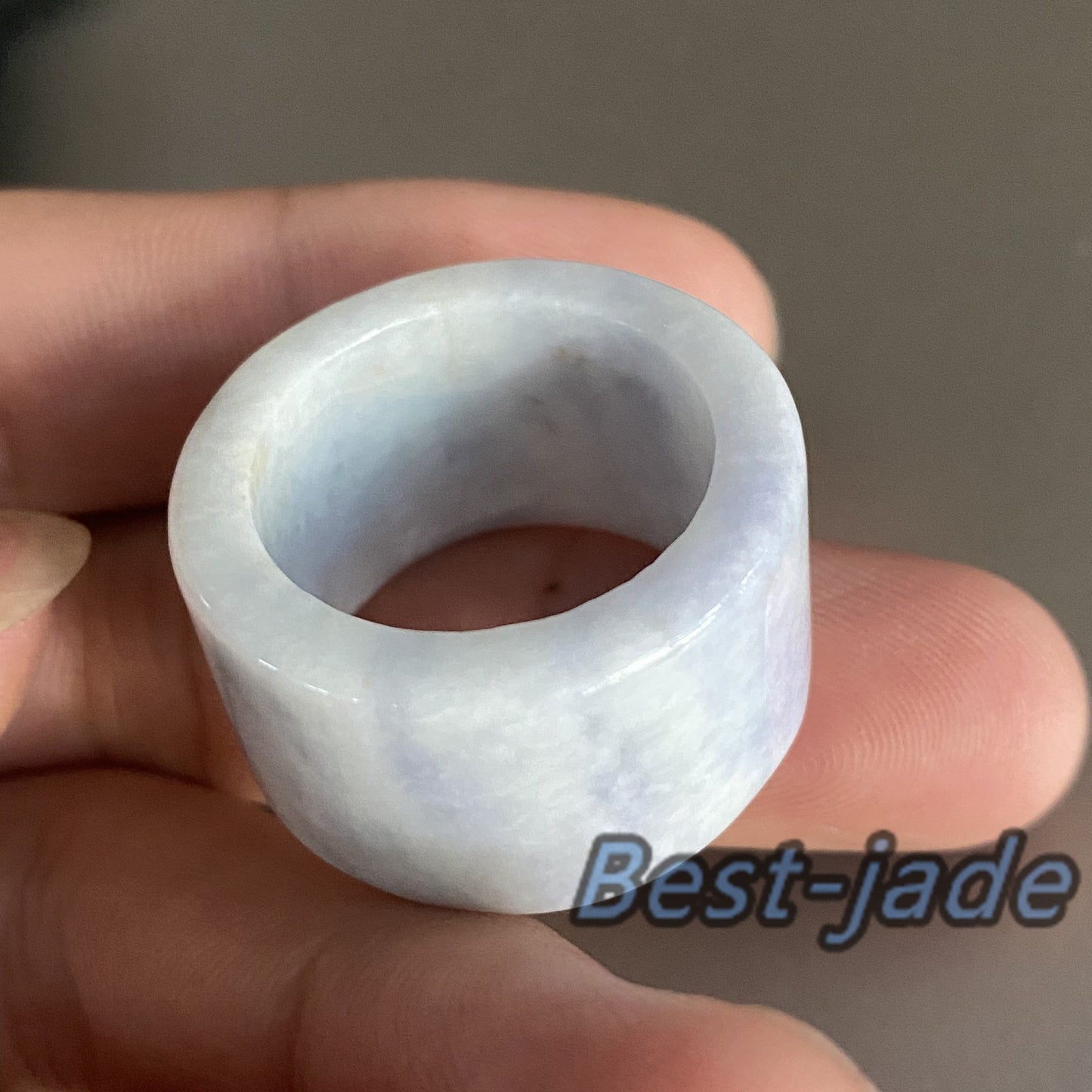 21.8mm Grade A jade Wide Band Ring Natural Real Jadeite Hand carved bead Green gemstone Burma Lady jadeware Type A stone finger ring