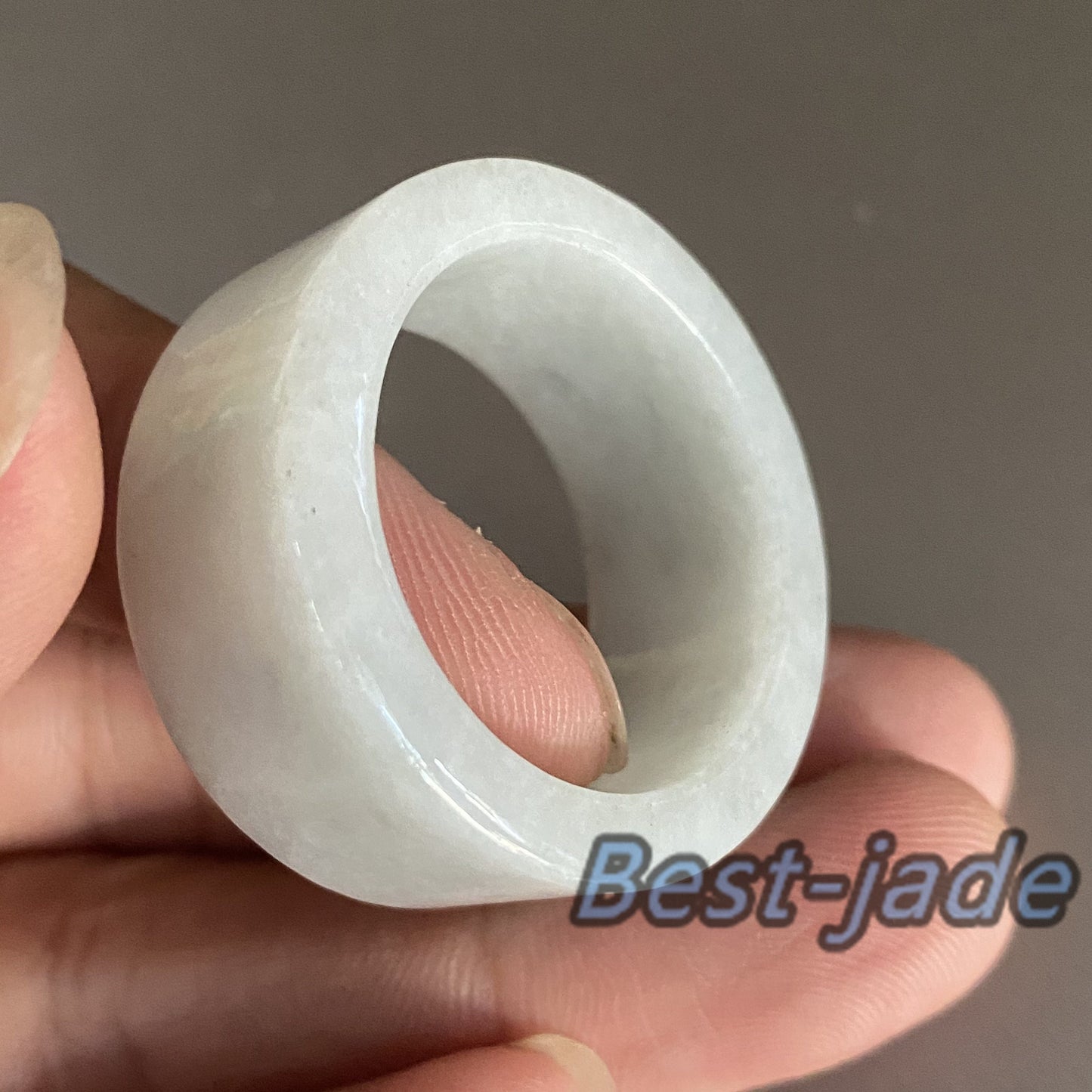 Huge 27.4mm Grade A jade Wide Band Ring Natural Real Jadeite Hand carved bead Green gemstone Burma Lady jadeware Type A stone finger ring