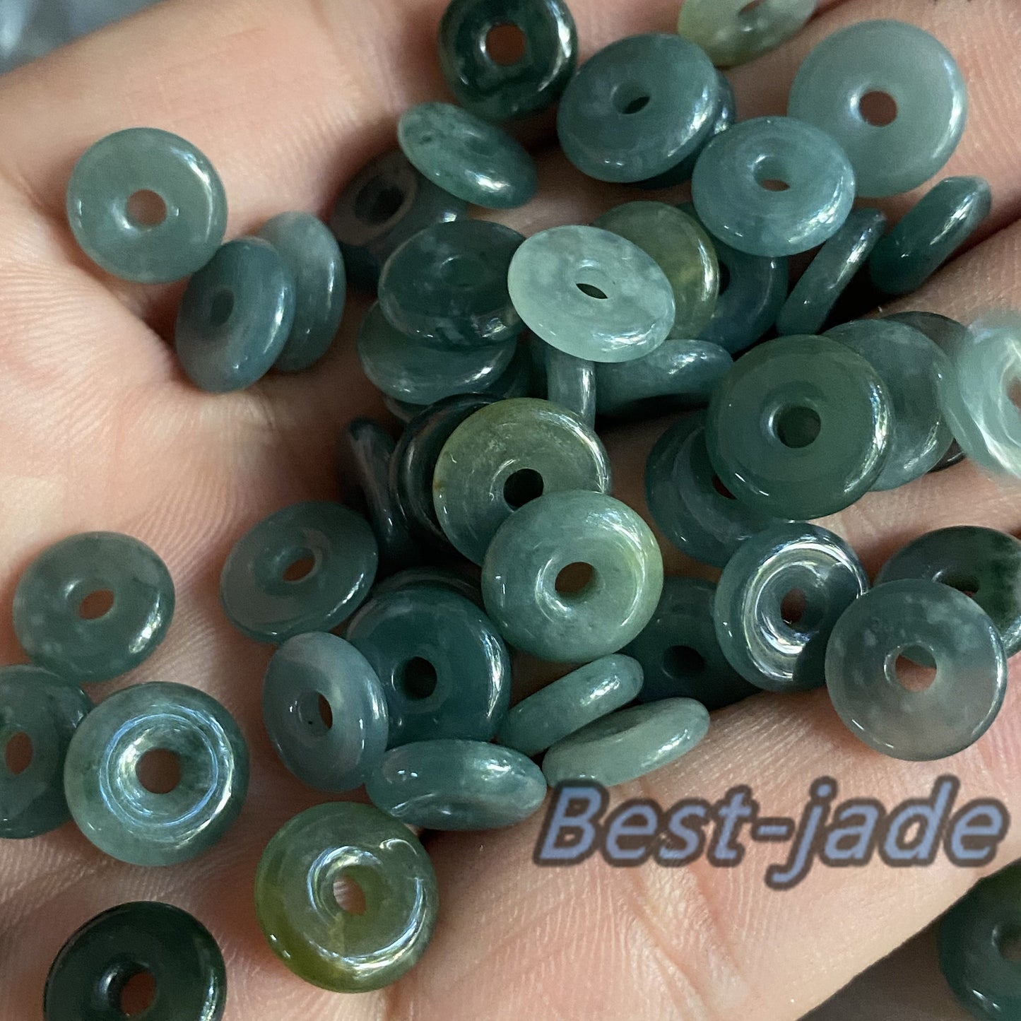 Natural Guatemalan jadeite Light Translucent Blue Grade A jade small Donut pendant DIY jewelry Earrings drop beads Guatemala jade doughnut