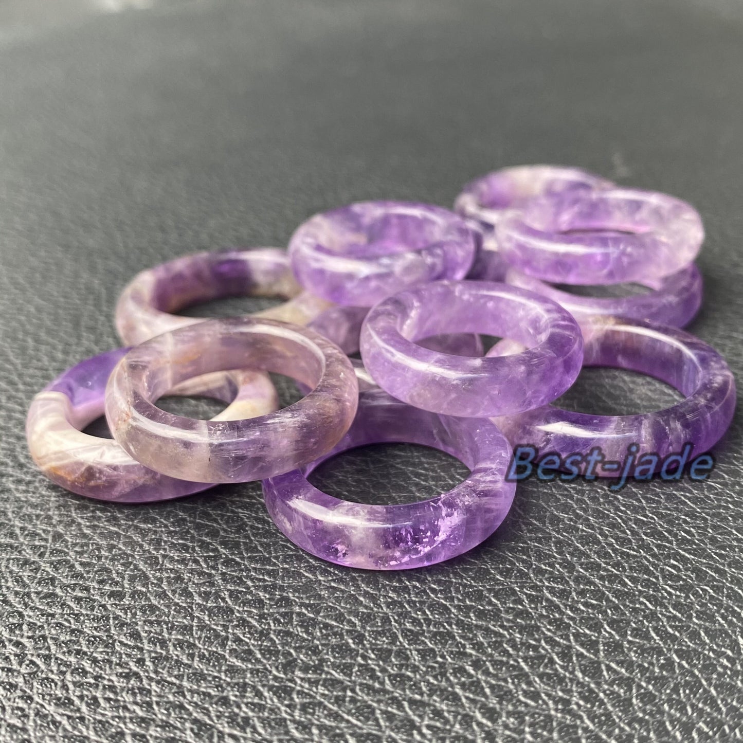 Wholesale US size 5-12 Natural amethyst ring Purple Crystal finger band ring Quartz Solid amethystine stone lady lavender gem wedding ring