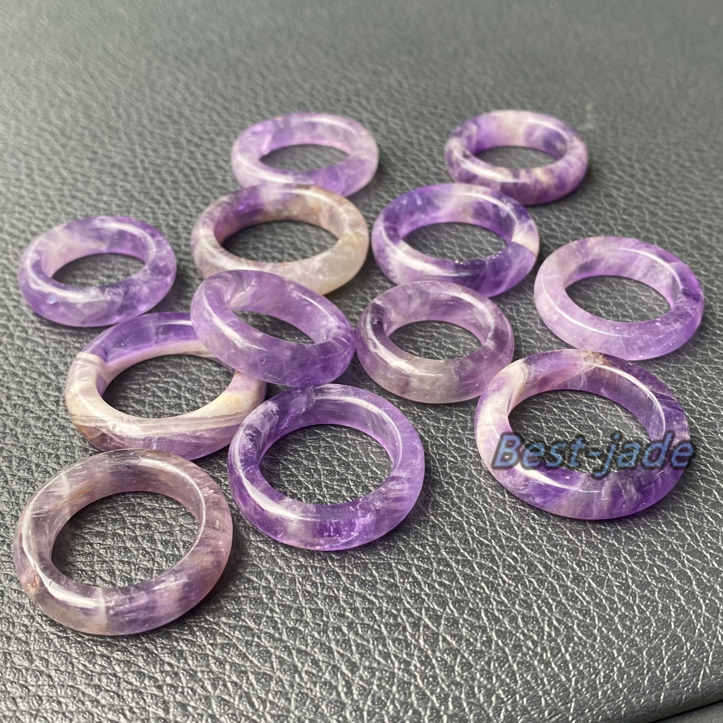 Wholesale US size 5-12 Natural amethyst ring Purple Crystal finger band ring Quartz Solid amethystine stone lady lavender gem wedding ring