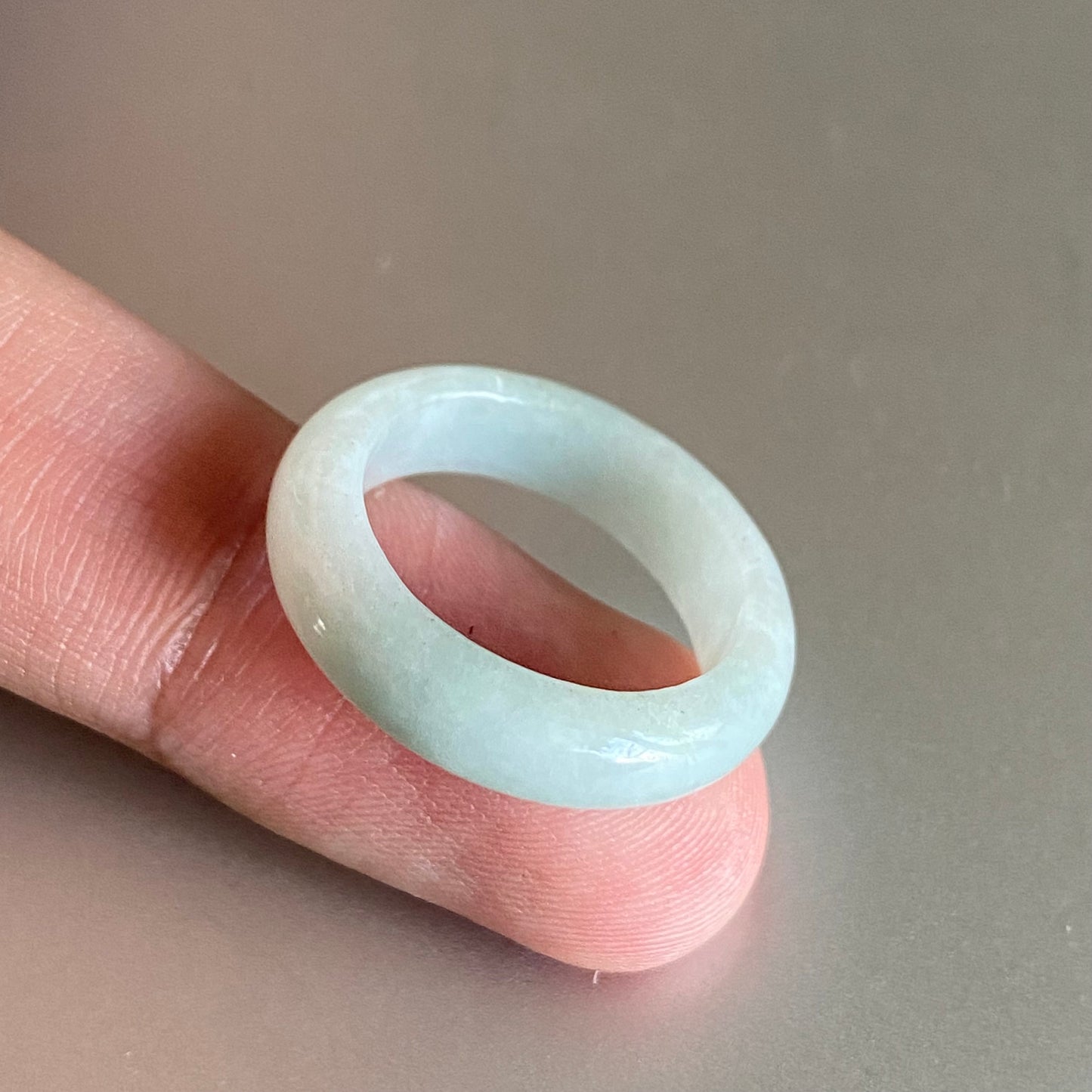 18.2mm Grade A jade Narrow Band Ring Natural Real Jadeite Hand carved bead Green gemstone Burma Lady jadeware men's rings Type A stone