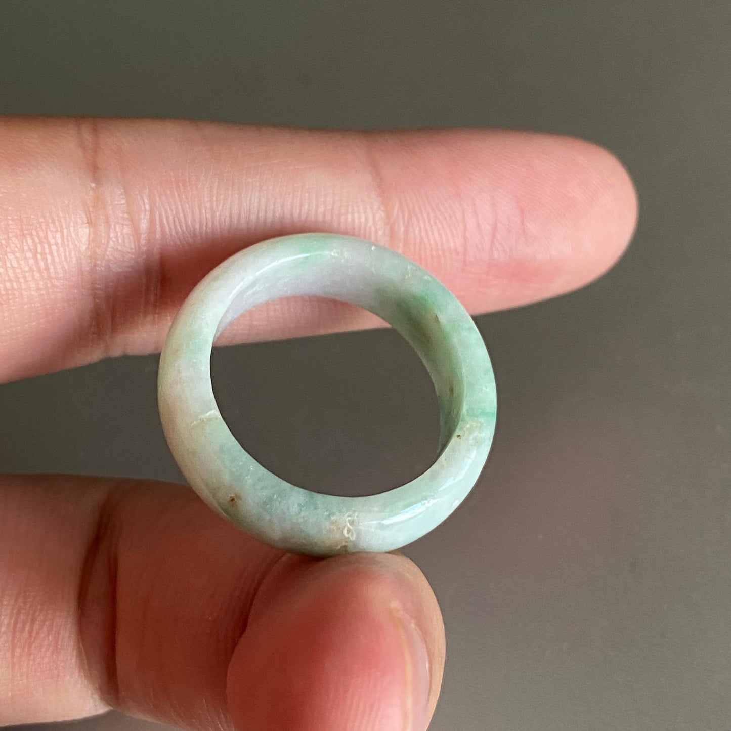 19.5mm Grade A jade Narrow Band Ring Natural Real Jadeite Hand carved bead Green gemstone Burma Lady jadeware men's rings Type A stone