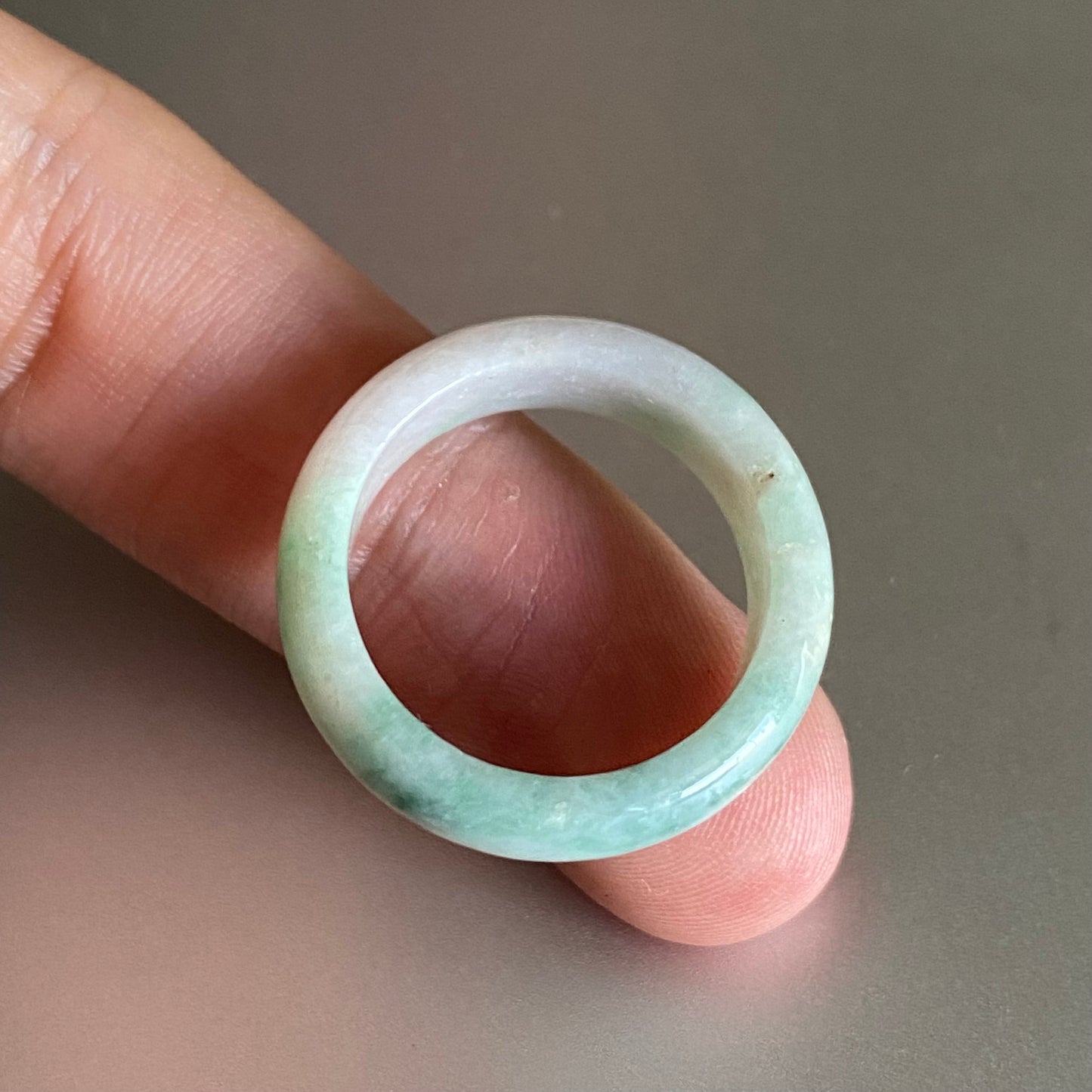 19.5mm Grade A jade Narrow Band Ring Natural Real Jadeite Hand carved bead Green gemstone Burma Lady jadeware men's rings Type A stone