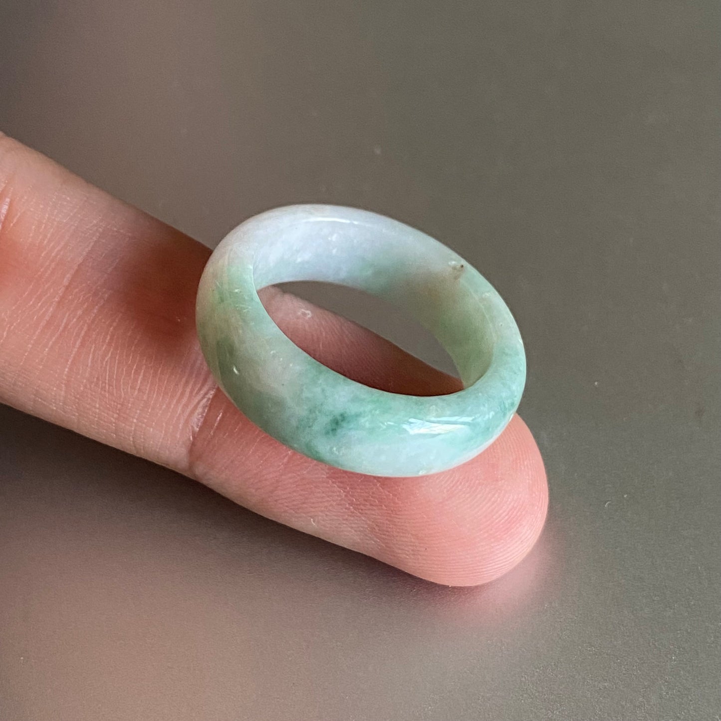 19.5mm Grade A jade Narrow Band Ring Natural Real Jadeite Hand carved bead Green gemstone Burma Lady jadeware men's rings Type A stone