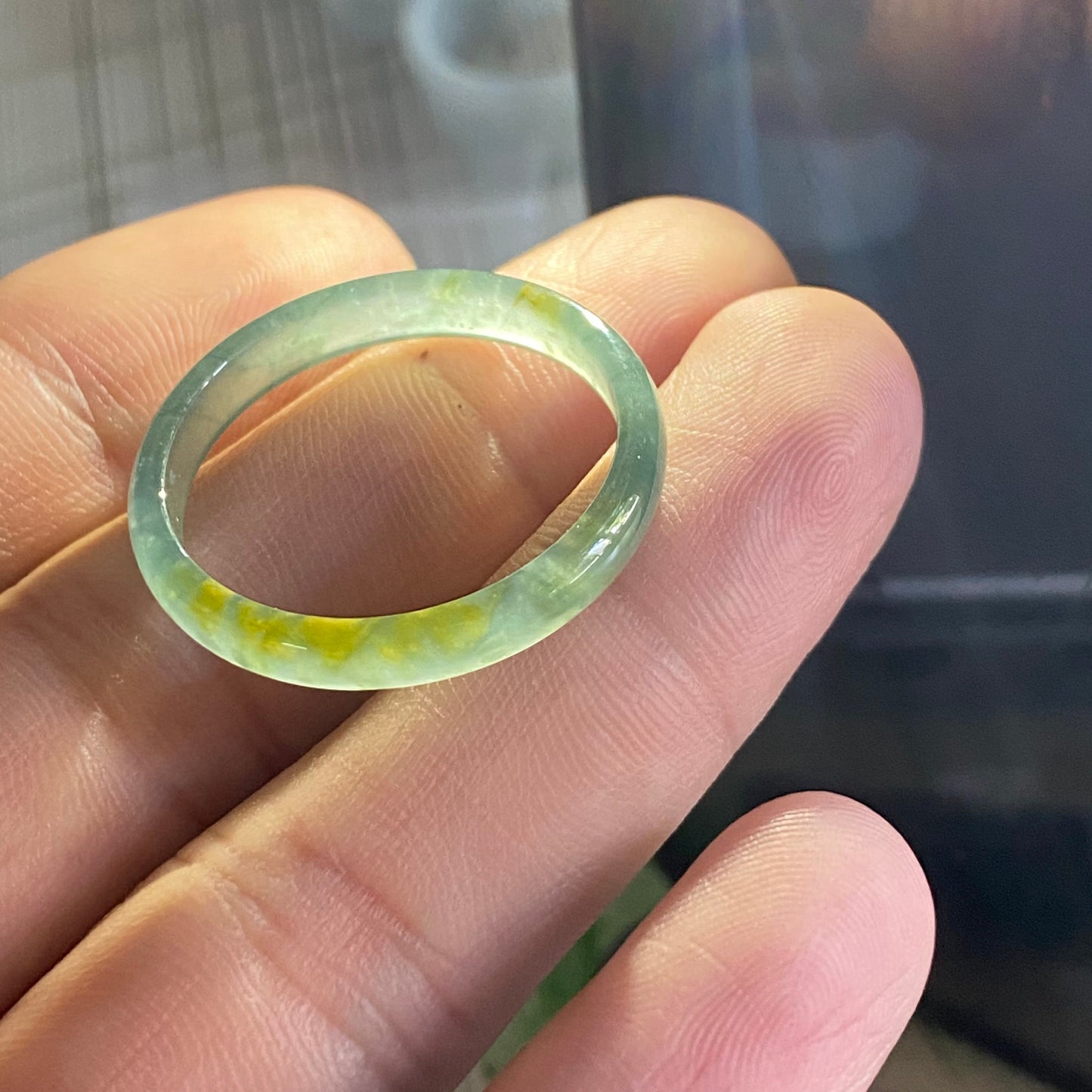 25.4mm huge Natural transparent Guatemala Jadeite wide rings Grade A Jade Blue gemstone men dragon Guatemalan jadeite ring