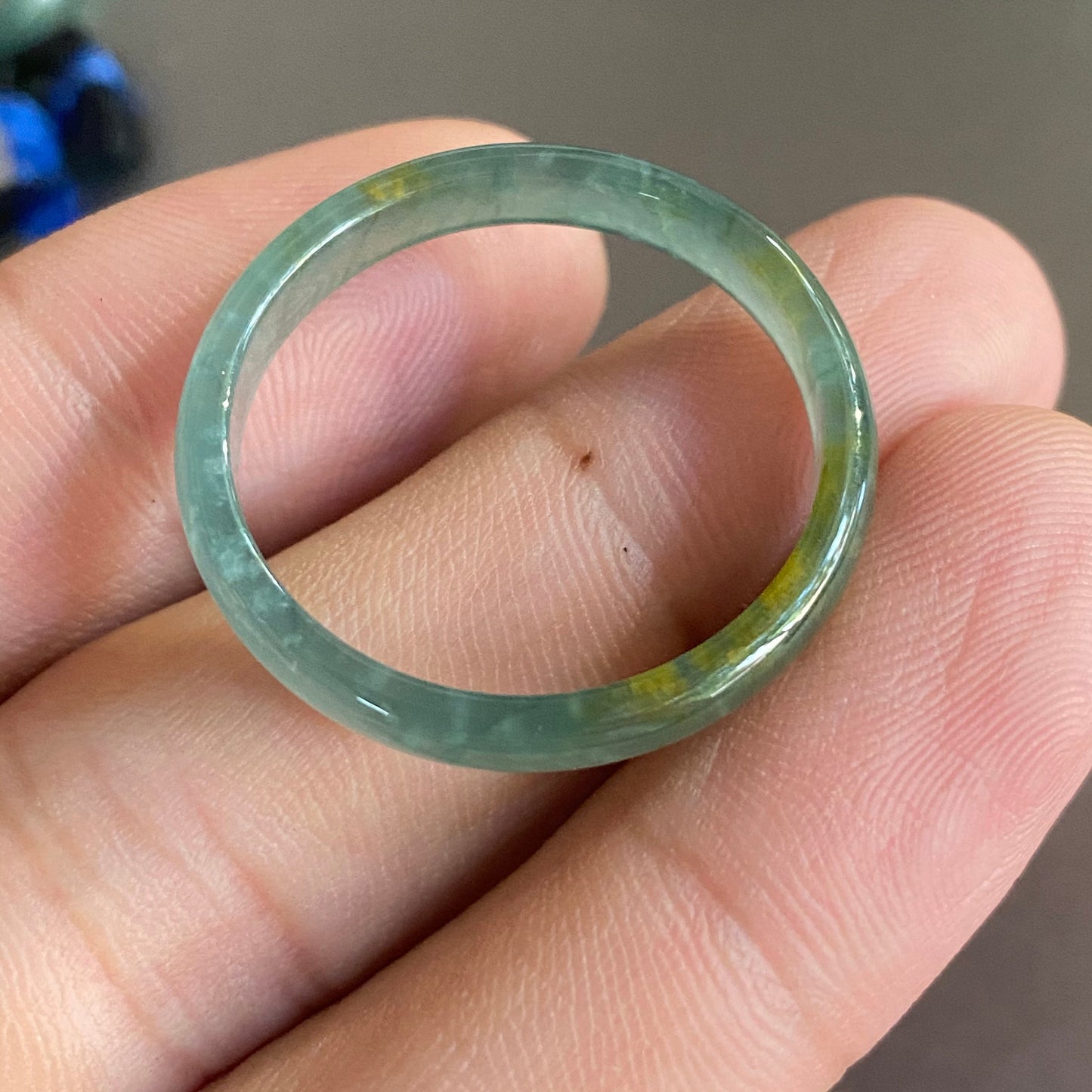 25.4mm huge Natural transparent Guatemala Jadeite wide rings Grade A Jade Blue gemstone men dragon Guatemalan jadeite ring