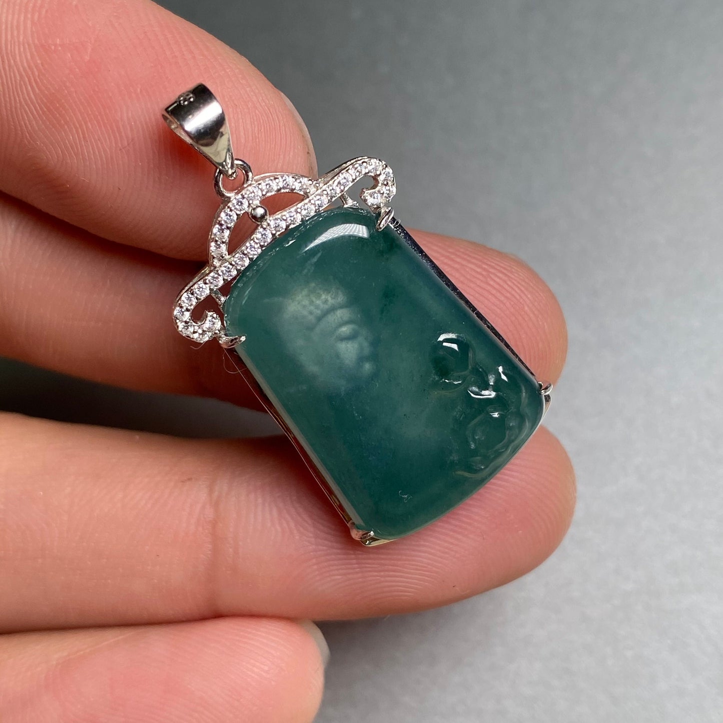 Meditation Buddha Natural Guatemalan jadeite Translucent Blue Grade A jade pendant with 925 Sterling Silver button bail necklace jade 弥勒佛