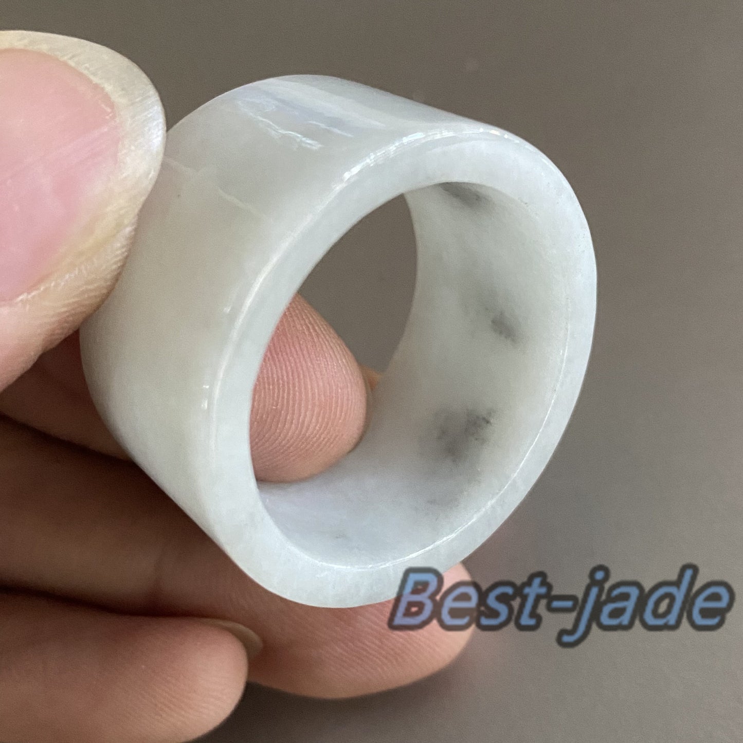 Huge 28.5mm Grade A jade Wide Band Ring Natural Real Jadeite Hand carved bead Green gemstone Burma Lady jadeware Type A stone finger ring