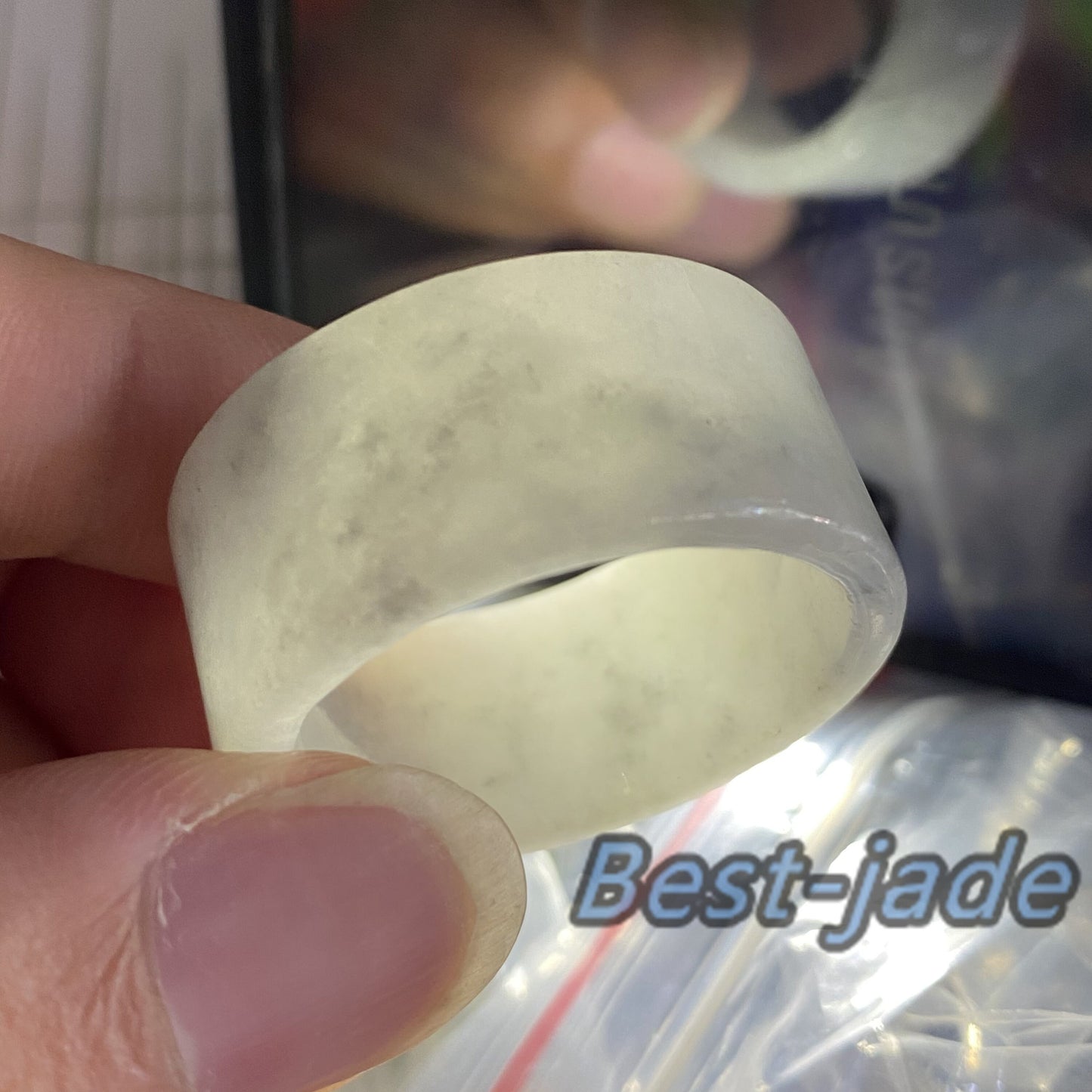 Huge 29.3mm Grade A jade Wide Band Ring Natural Real Jadeite Hand carved bead Green gemstone Burma Lady jadeware Type A stone finger ring