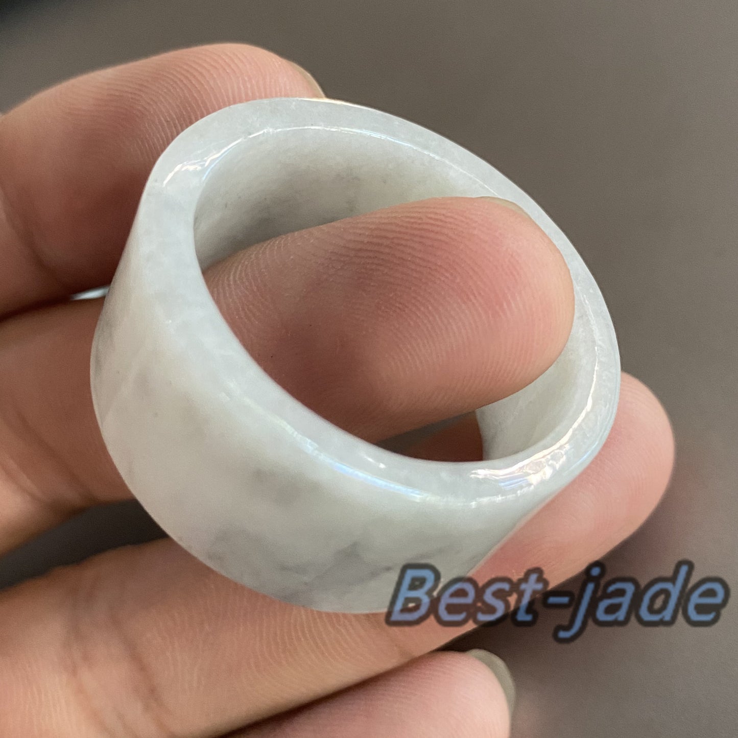 Huge 29.3mm Grade A jade Wide Band Ring Natural Real Jadeite Hand carved bead Green gemstone Burma Lady jadeware Type A stone finger ring