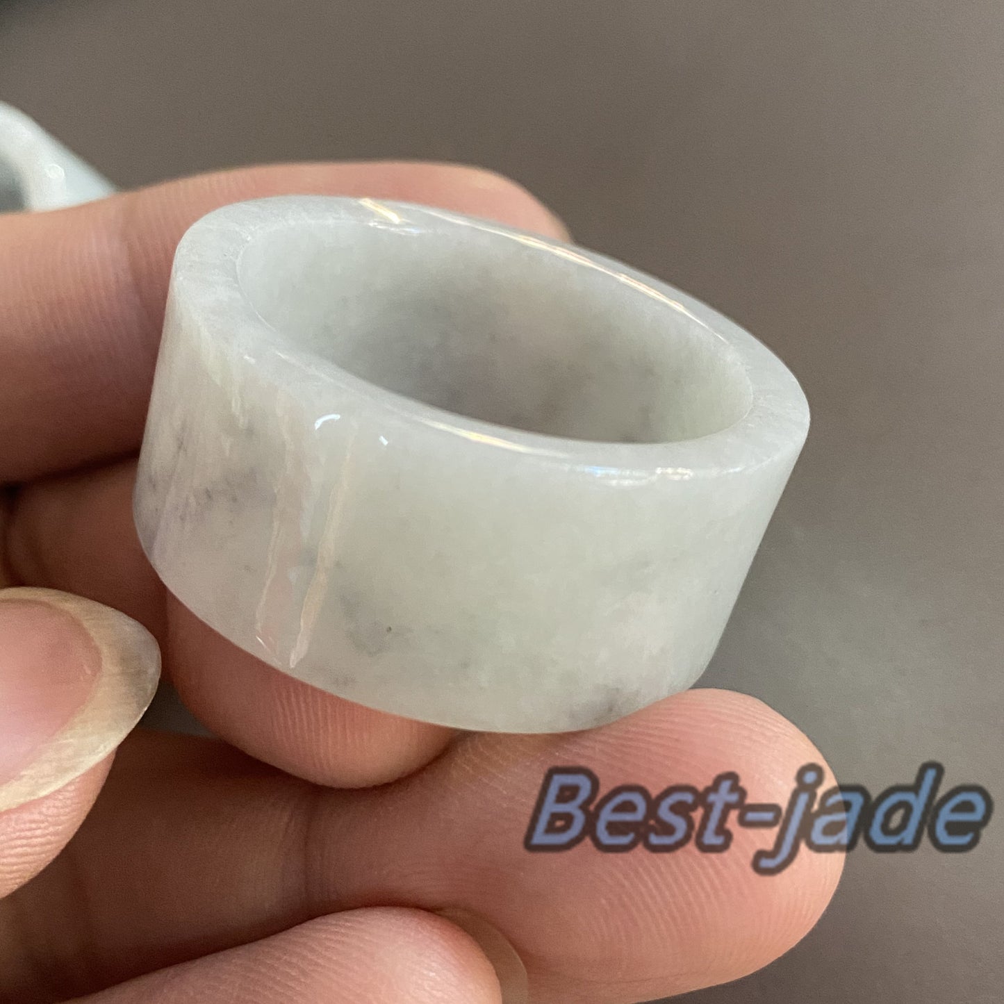 Huge 29.3mm Grade A jade Wide Band Ring Natural Real Jadeite Hand carved bead Green gemstone Burma Lady jadeware Type A stone finger ring