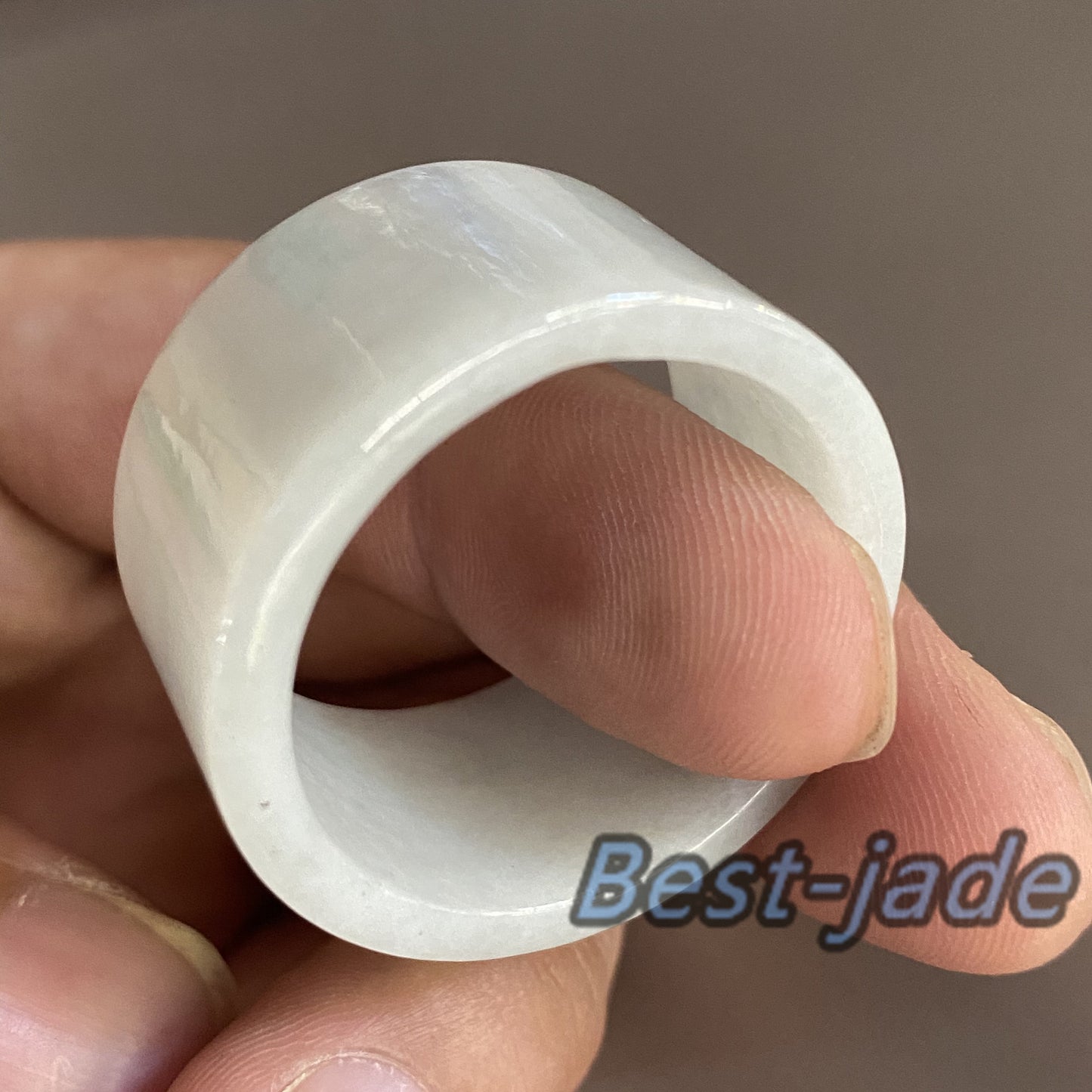 Huge 29.3mm Grade A jade Wide Band Ring Natural Real Jadeite Hand carved bead Green gemstone Burma Lady jadeware Type A stone finger ring