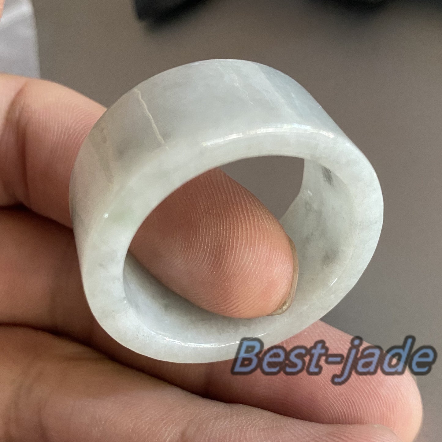 Huge 28.3mm Grade A jade Wide Band Ring Natural Real Jadeite Hand carved bead Green gemstone Burma Lady jadeware Type A stone finger ring