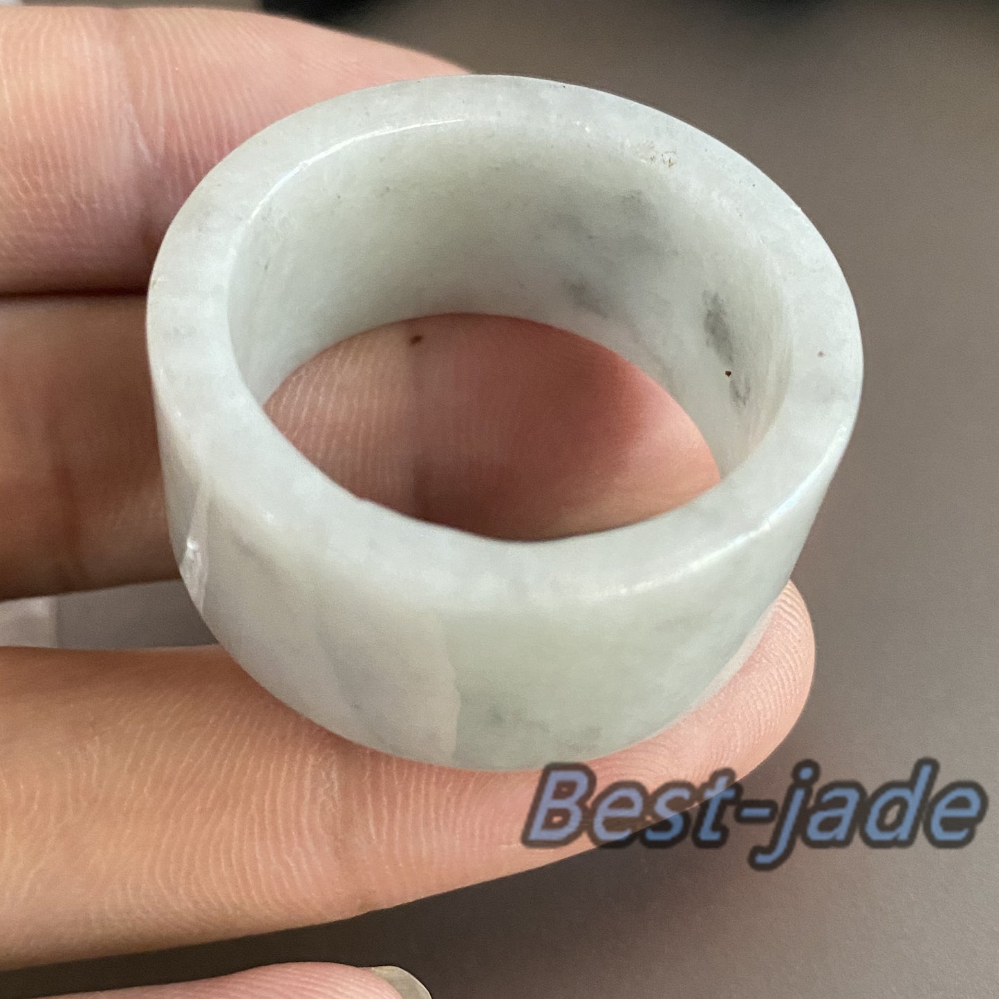 Huge 28.3mm Grade A jade Wide Band Ring Natural Real Jadeite Hand carved bead Green gemstone Burma Lady jadeware Type A stone finger ring