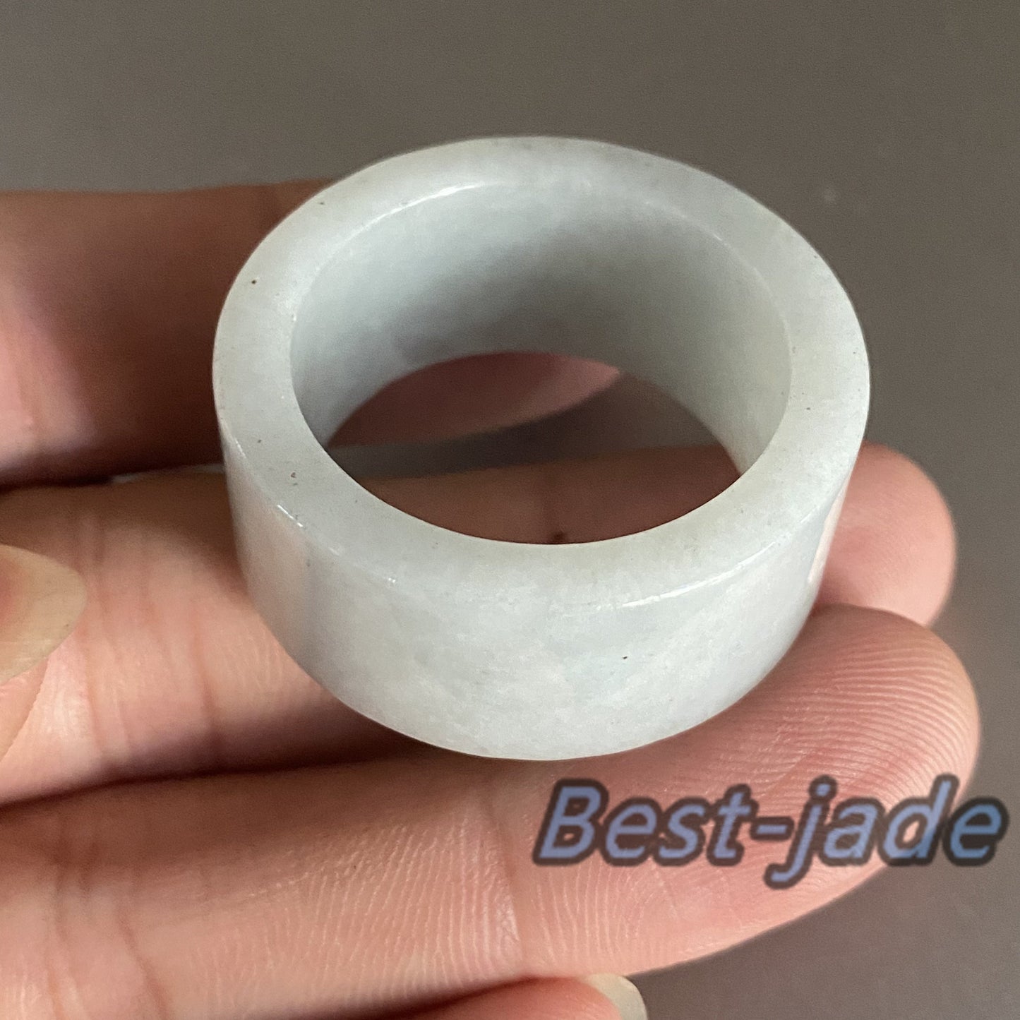 Huge 27.4mm Grade A jade Wide Band Ring Natural Real Jadeite Hand carved bead Green gemstone Burma Lady jadeware Type A stone finger ring