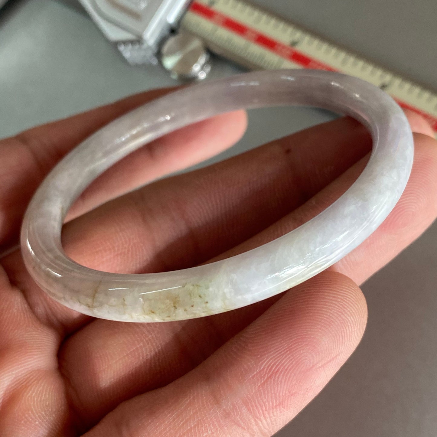 55.1mm Grade A Jade Natural green Round bangle Myanmar jadeite Lady Bracelet Ice green Burma Type A stone small hand female jade gift