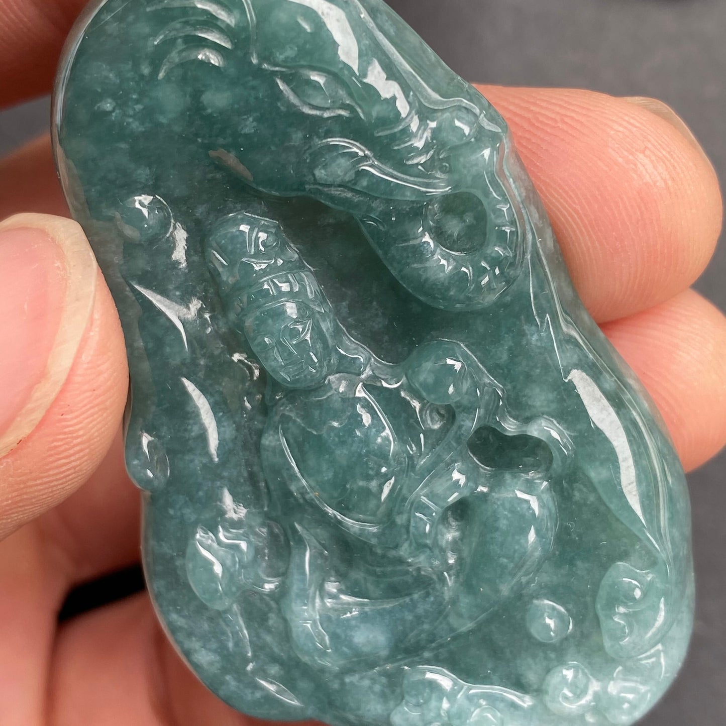 Natural snowflakes Blue Jadeite top Guatemalan jadeite Translucent Grade A jade Guan yin Buddha Kwan yin pendant Buddhism necklace jade gift