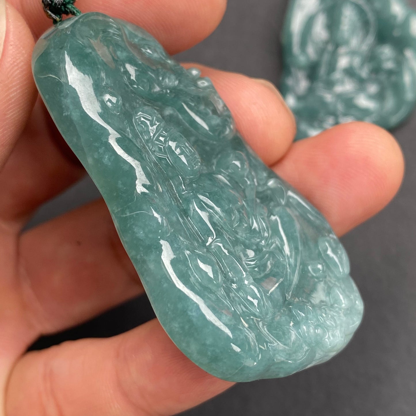 Natural snowflakes Blue Jadeite top Guatemalan jadeite Translucent Grade A jade Guan yin Buddha Kwan yin pendant Buddhism necklace jade gift