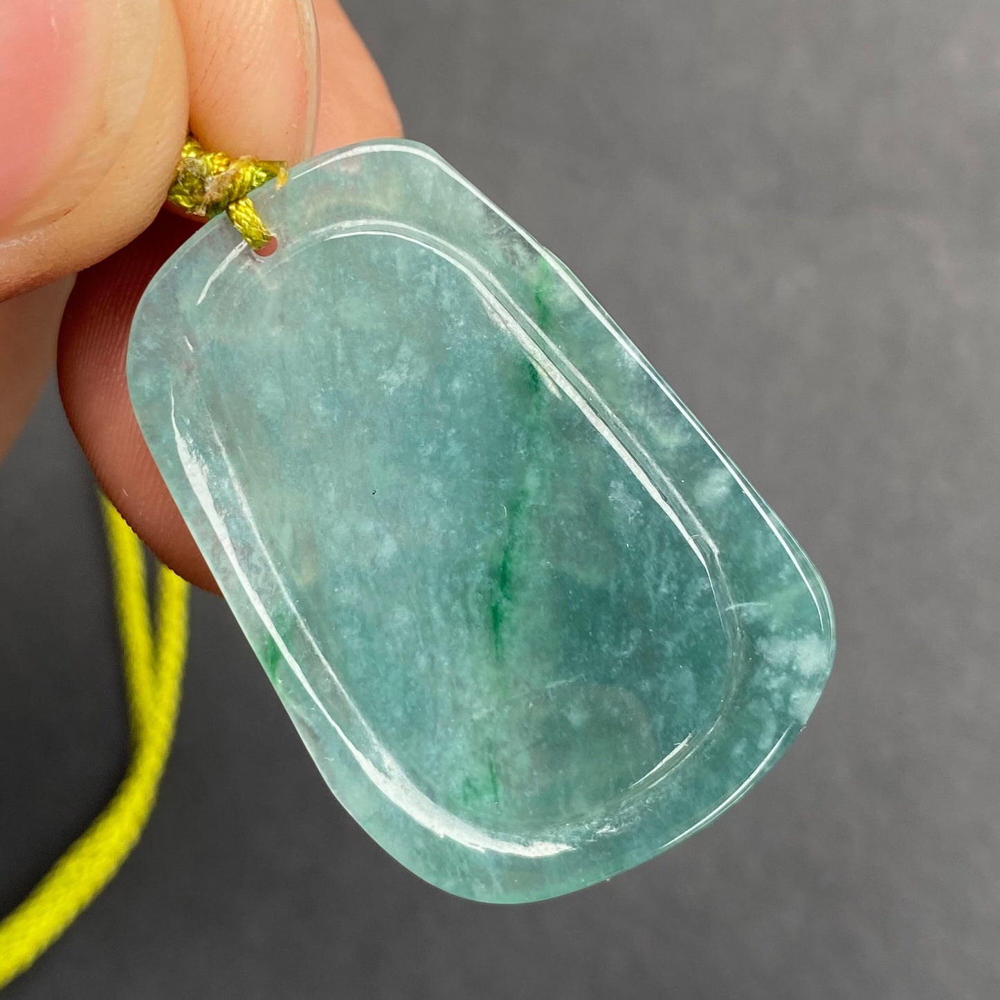 Natural Snowflakes Blue Jadeite Guatemalan jade Translucent Grade A jade Landscape  pendant scenery necklace jewelry jade gift 天然翡翠山水牌