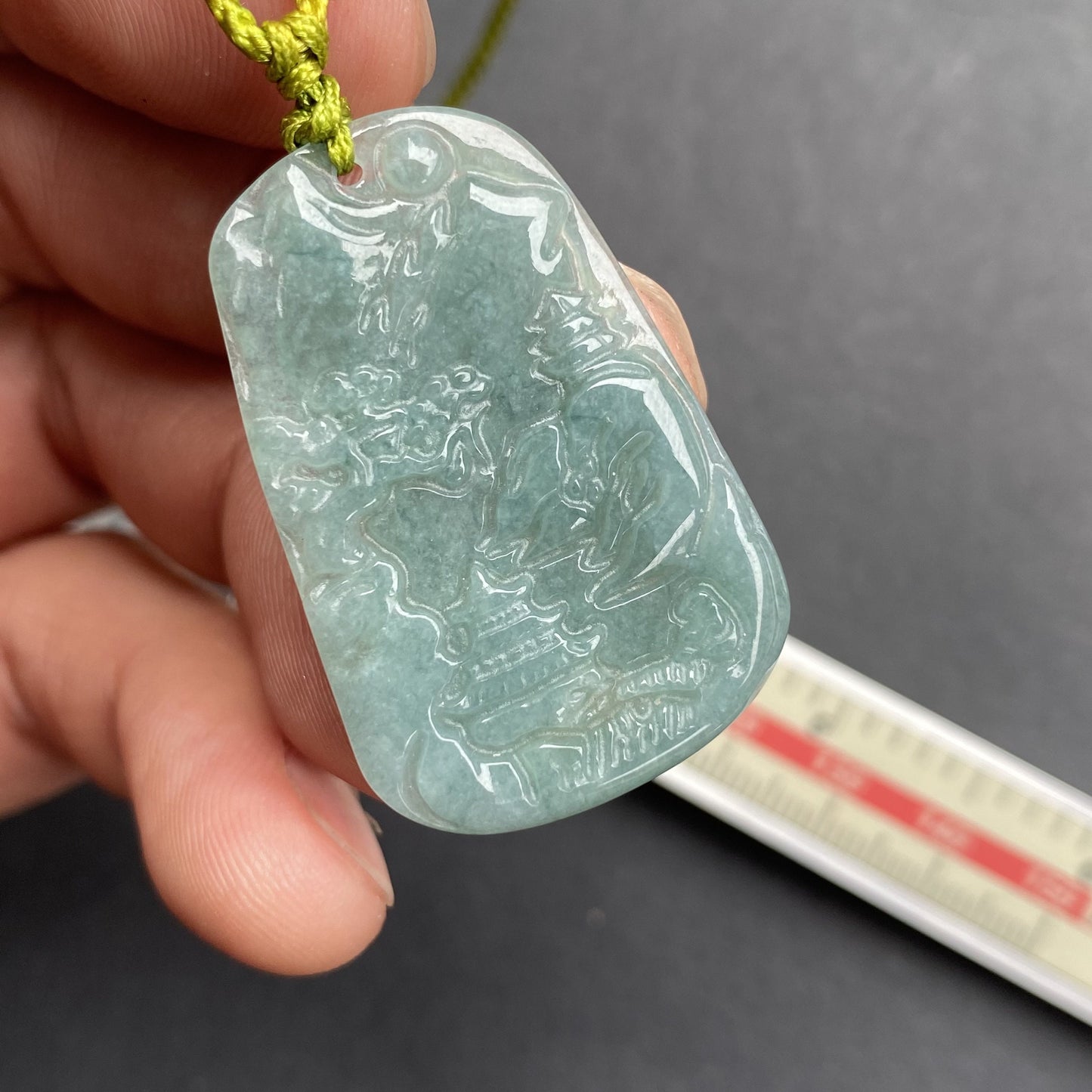 Natural Snowflakes Blue Jadeite Guatemalan jade Translucent Grade A jade Landscape  pendant scenery necklace jewelry jade gift 天然翡翠山水牌