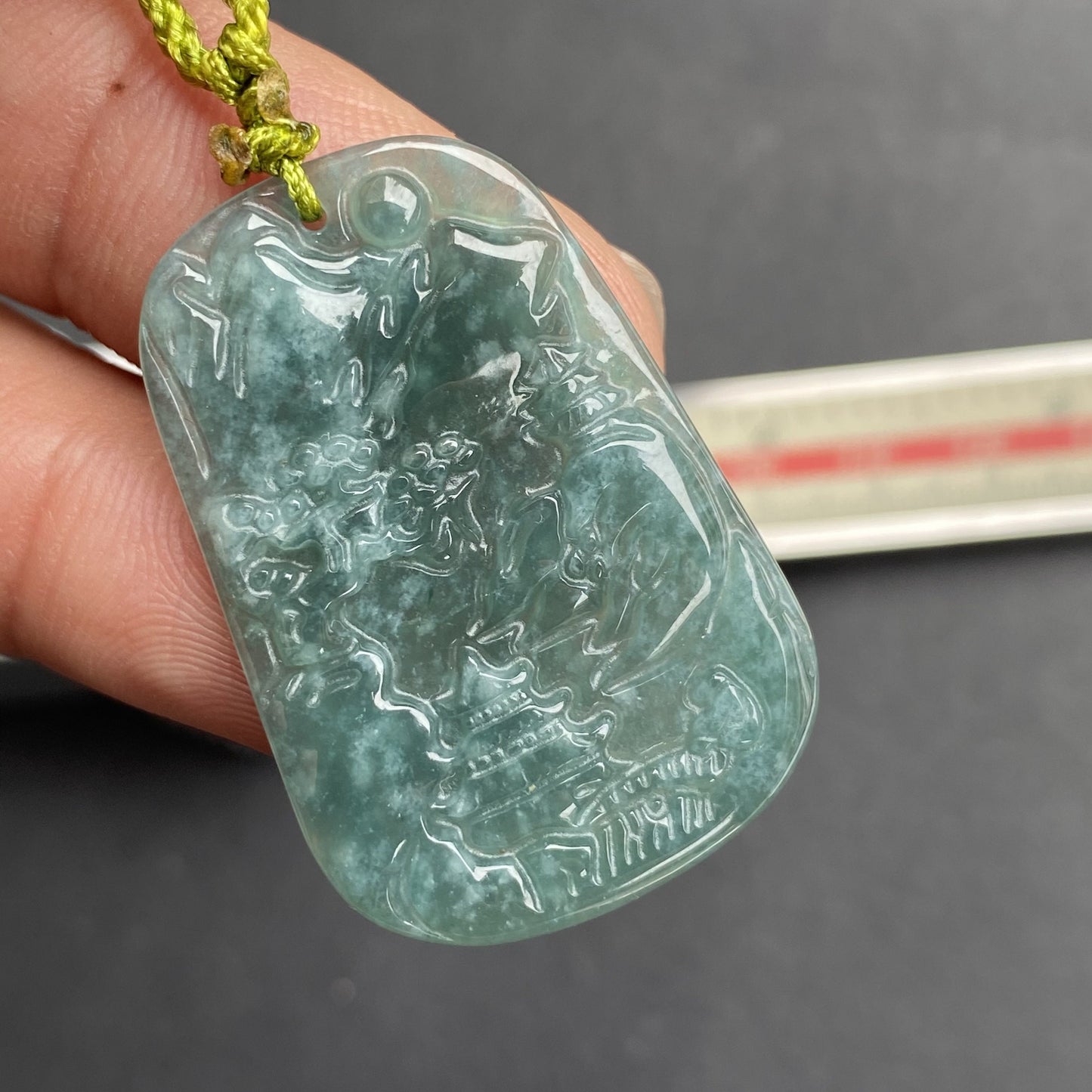 Natural Snowflakes Blue Jadeite Guatemalan jade Translucent Grade A jade Landscape  pendant scenery necklace jewelry jade gift 天然翡翠山水牌