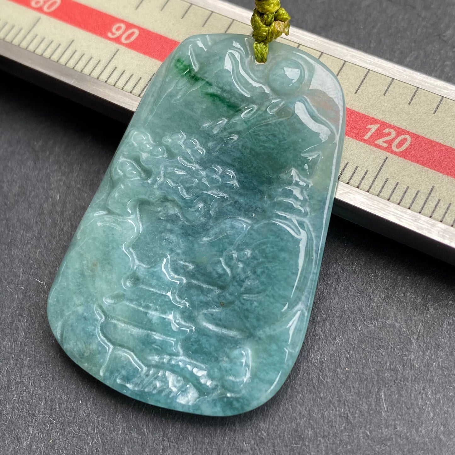 Natural Snowflakes Blue Jadeite Guatemalan jade Translucent Grade A jade Landscape  pendant scenery necklace jewelry jade gift 天然翡翠山水牌