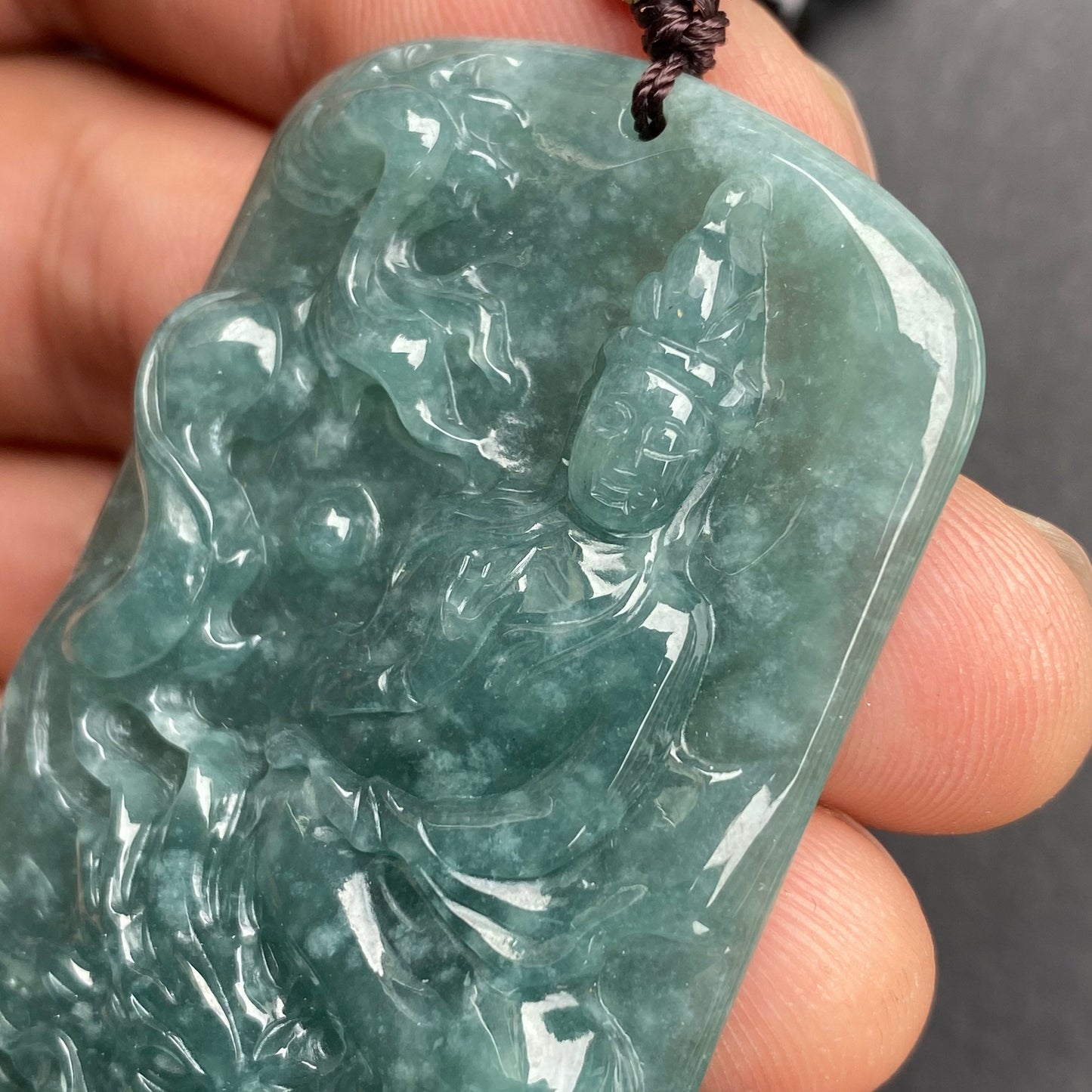 Natural snowflakes Blue Jadeite top Guatemalan jadeite Translucent Grade A jade Guan yin Buddha Kwan yin pendant Buddhism necklace jade gift