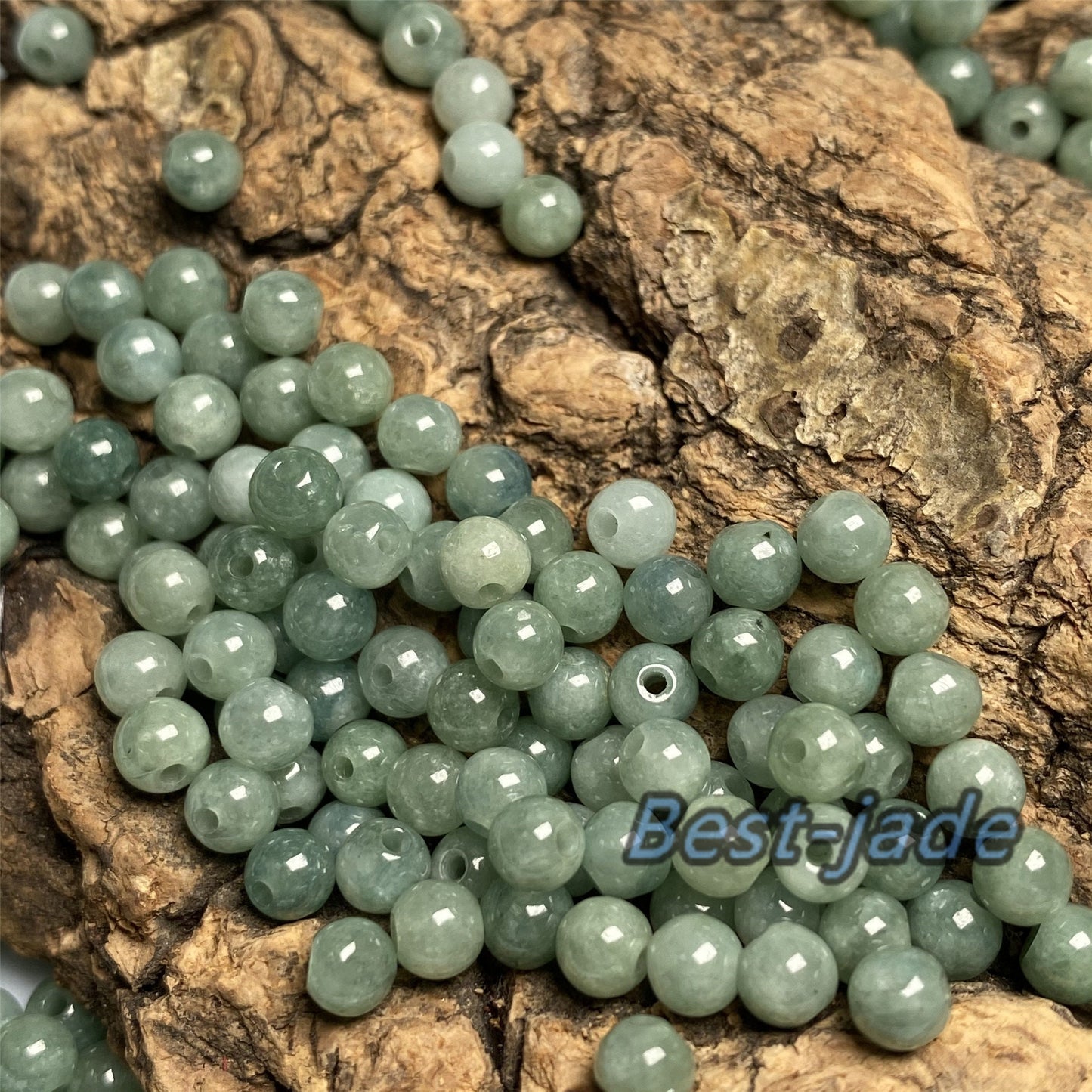 100pcs 3-13mm Grade A jade Natural Green Jadeite Round Beads type A jade DIY jewelry gift jadeite earrings Drop beaded 翡翠A货豆绿种珠子