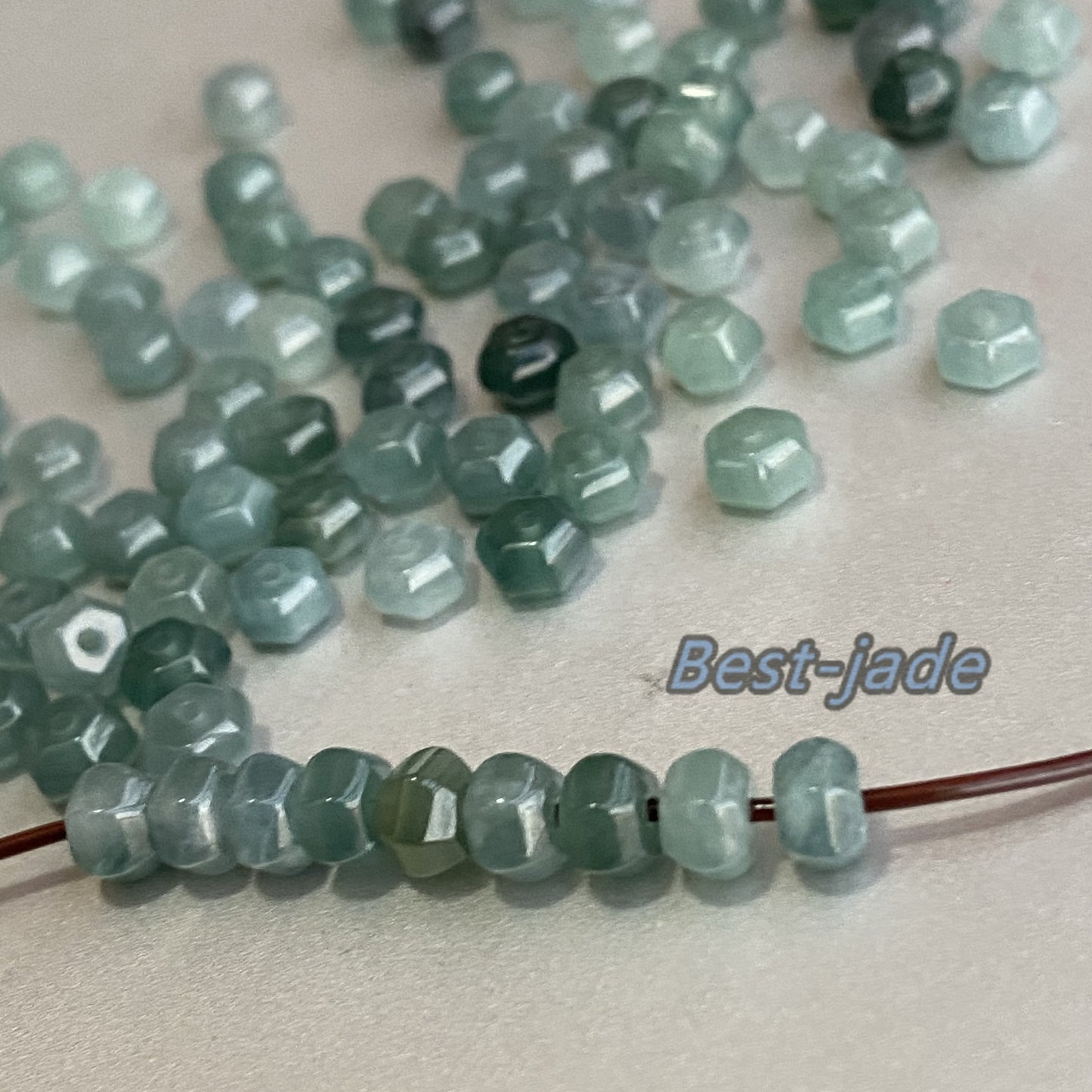 Natural Grade A Jade Hexagon shape Beaded Blue Jade Ice Green Jadeite Tube DIY Beads earrings drop Jewelry gift