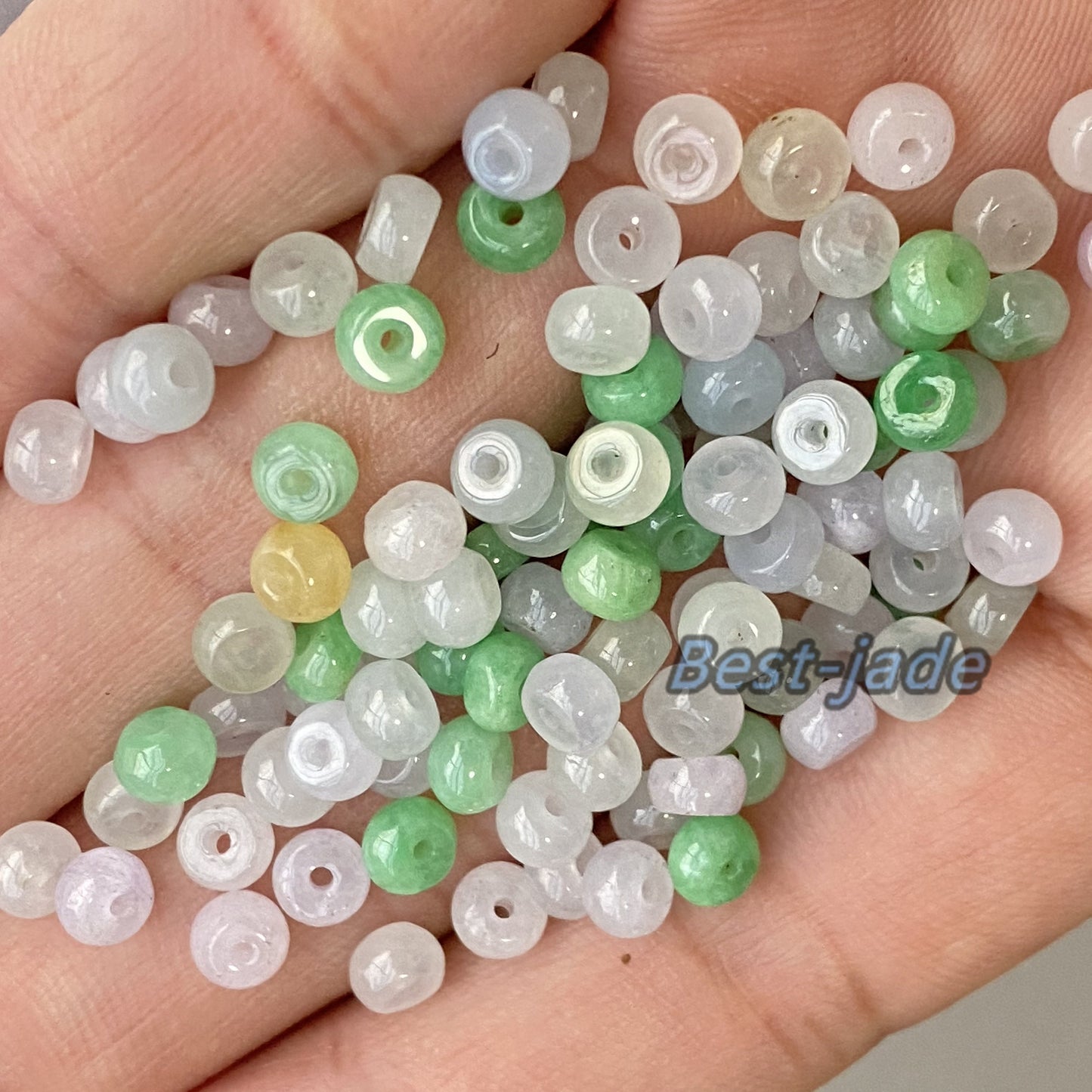 10Pcs lot 3x5mm Transparent Lucky Doughnut Beaded Natural Green Grade A Jade Burma Jadeite Flat Donut Beads DIY necklace Jadeit