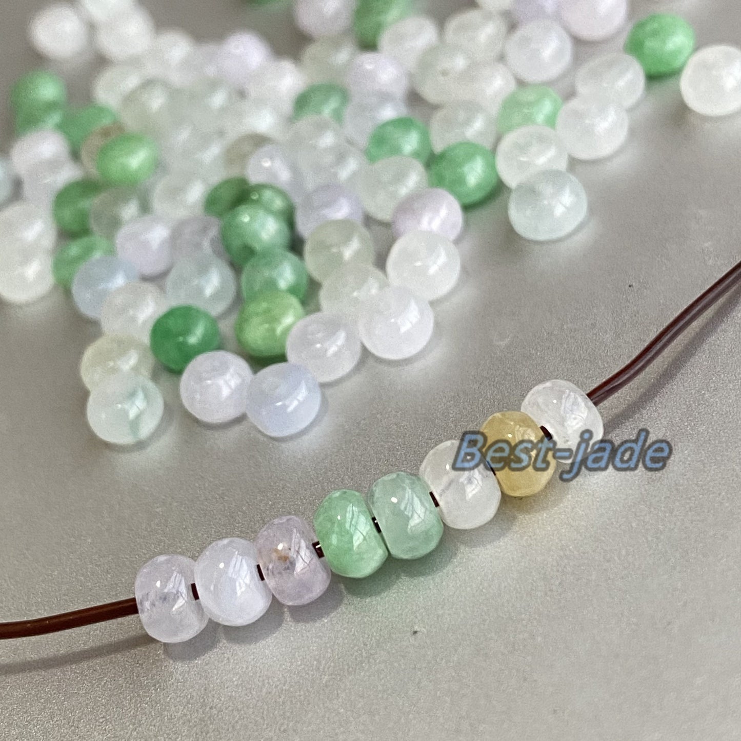 10Pcs lot 3x5mm Transparent Lucky Doughnut Beaded Natural Green Grade A Jade Burma Jadeite Flat Donut Beads DIY necklace Jadeit