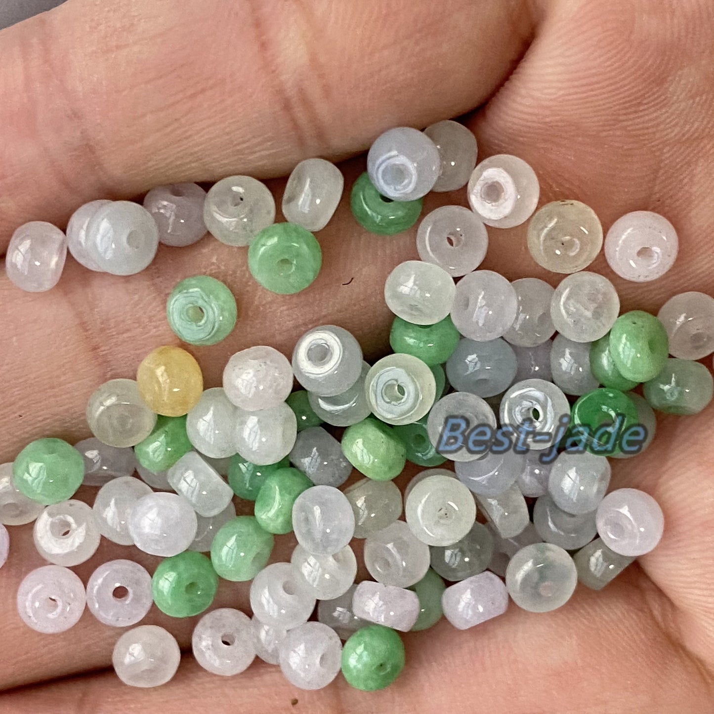 10Pcs lot 3x5mm Transparent Lucky Doughnut Beaded Natural Green Grade A Jade Burma Jadeite Flat Donut Beads DIY necklace Jadeit