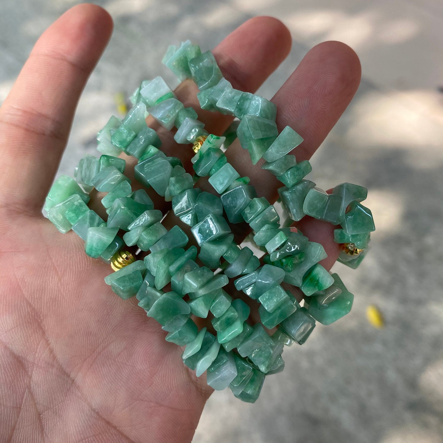 Natural Green Grade A Jade Burma Jadeite Chip bead Hand carved Lady Bracelet Girl Chain Green jade Chain Jewelry jade gift