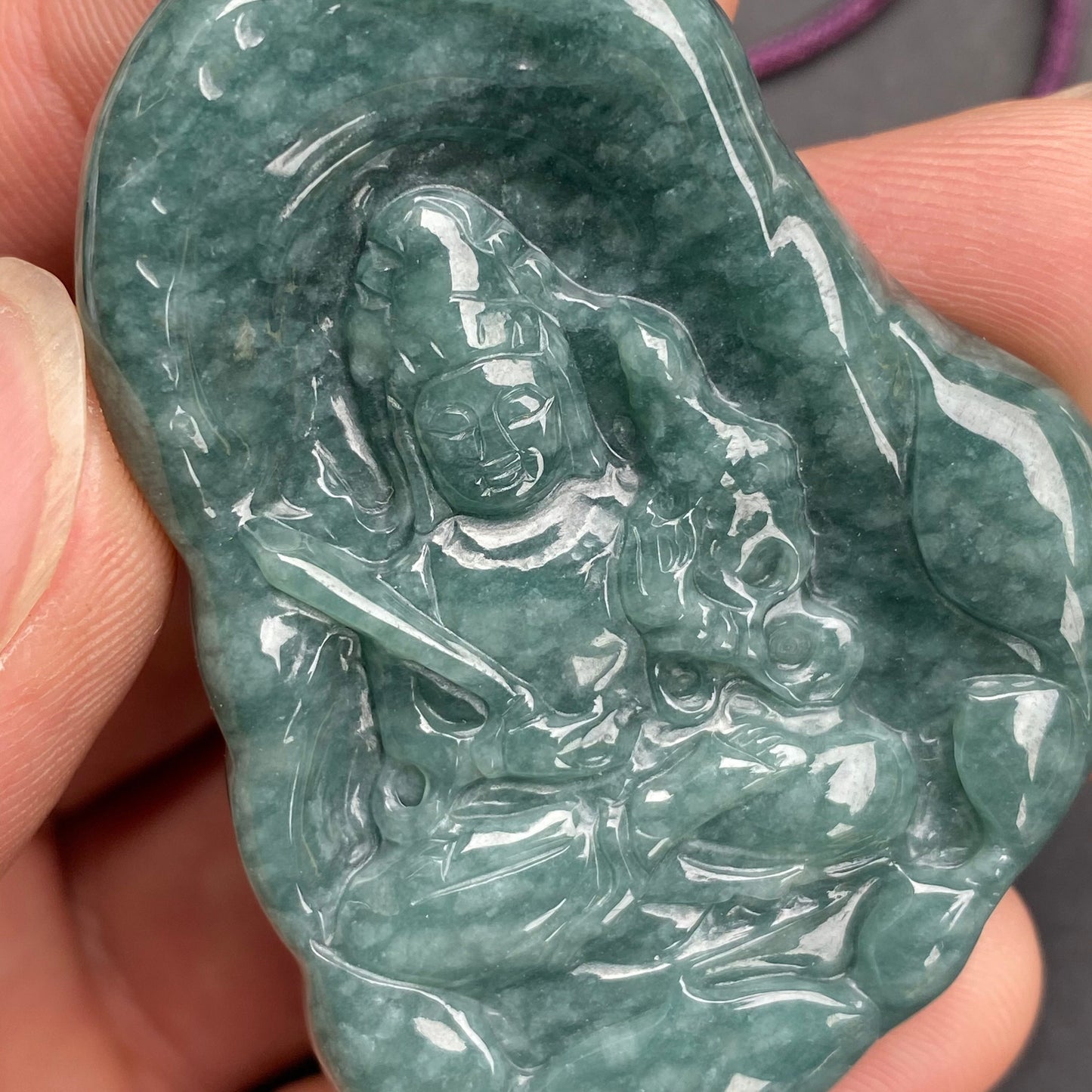 Natural Blue Yellow Jadeite top Guatemalan jadeite Translucent Grade A jade Guan yin Buddha Kwan yin pendant Buddhism necklace jade gift