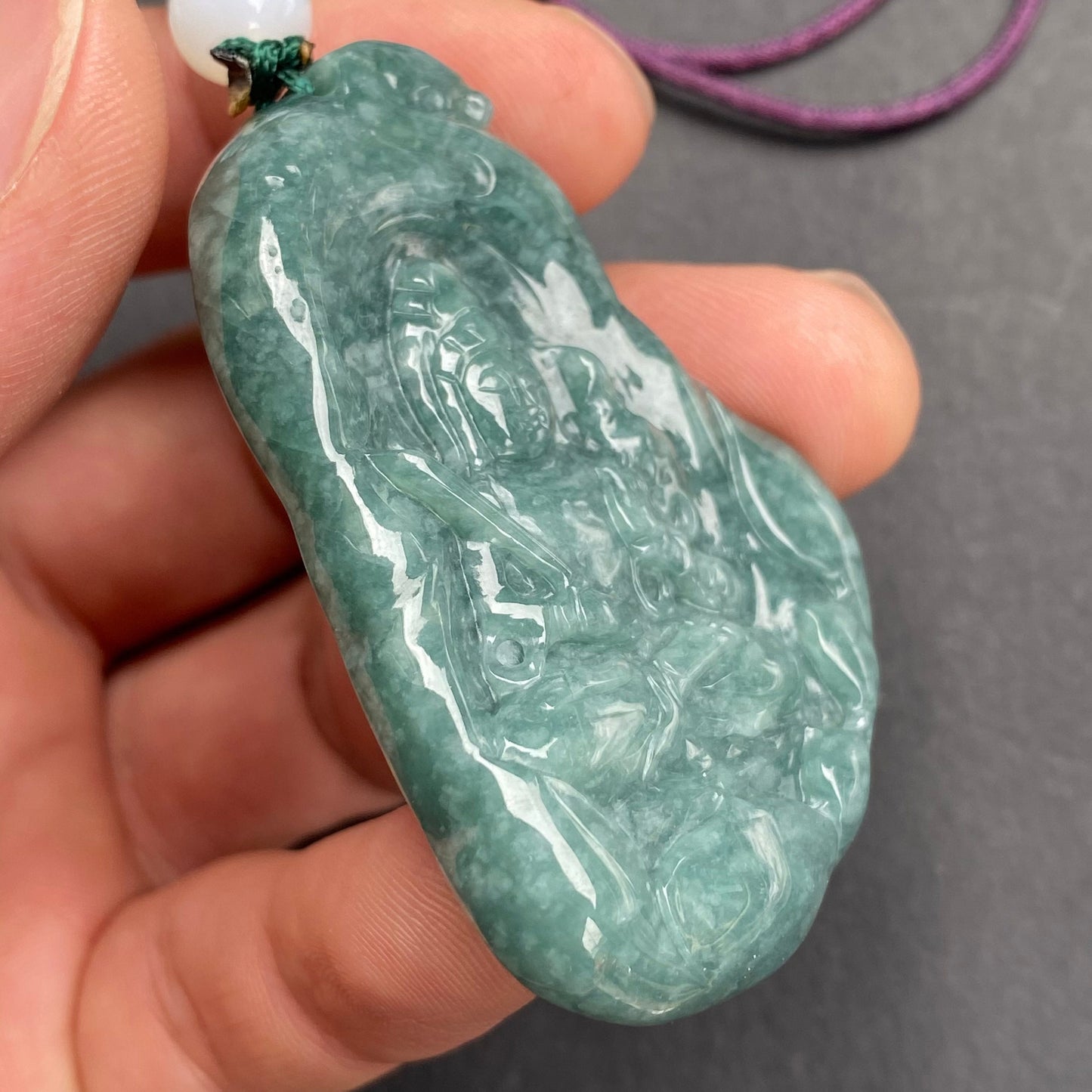 Natural Blue Yellow Jadeite top Guatemalan jadeite Translucent Grade A jade Guan yin Buddha Kwan yin pendant Buddhism necklace jade gift