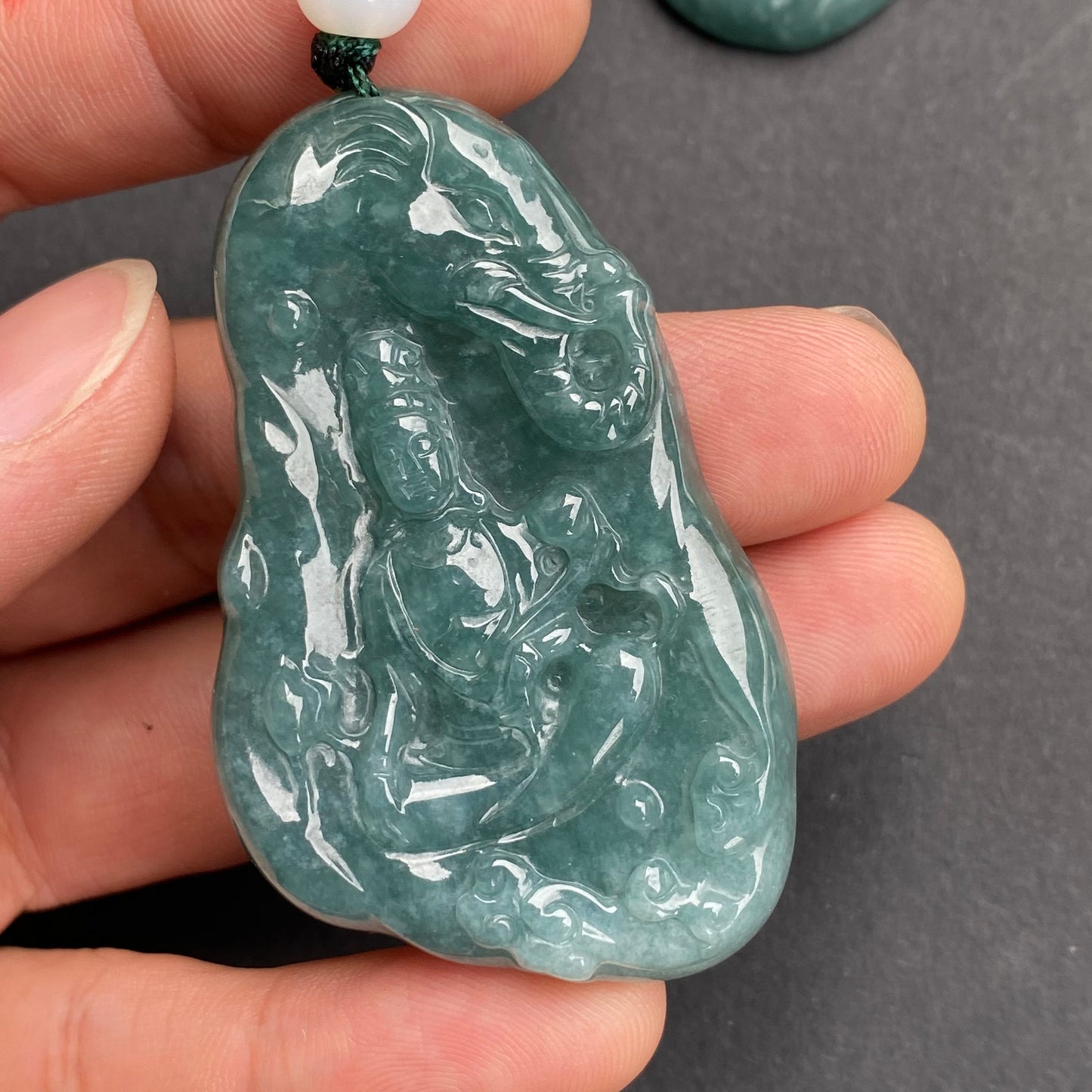 Natural snowflakes Blue Jadeite top Guatemalan jadeite Translucent Grade A jade Guan yin Buddha Kwan yin pendant Buddhism necklace jade gift