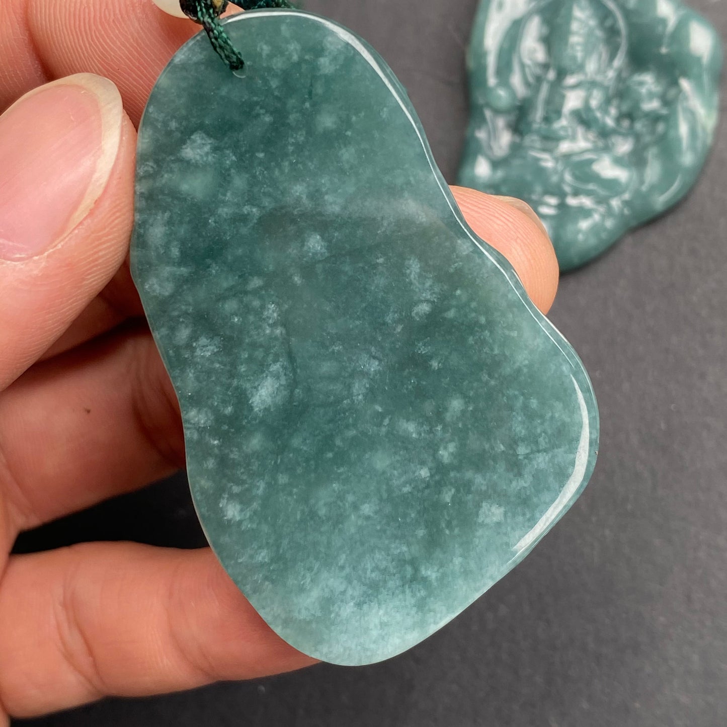 Natural snowflakes Blue Jadeite top Guatemalan jadeite Translucent Grade A jade Guan yin Buddha Kwan yin pendant Buddhism necklace jade gift