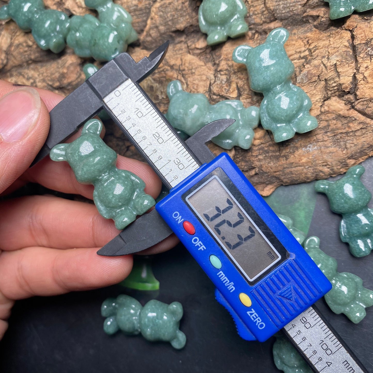 Cute Bear pendant Natural Green Grade A Jade Burma Jadeite 3d cartoon earrings  bead hand Carved Myanmar jade Pendant necklace jade gift