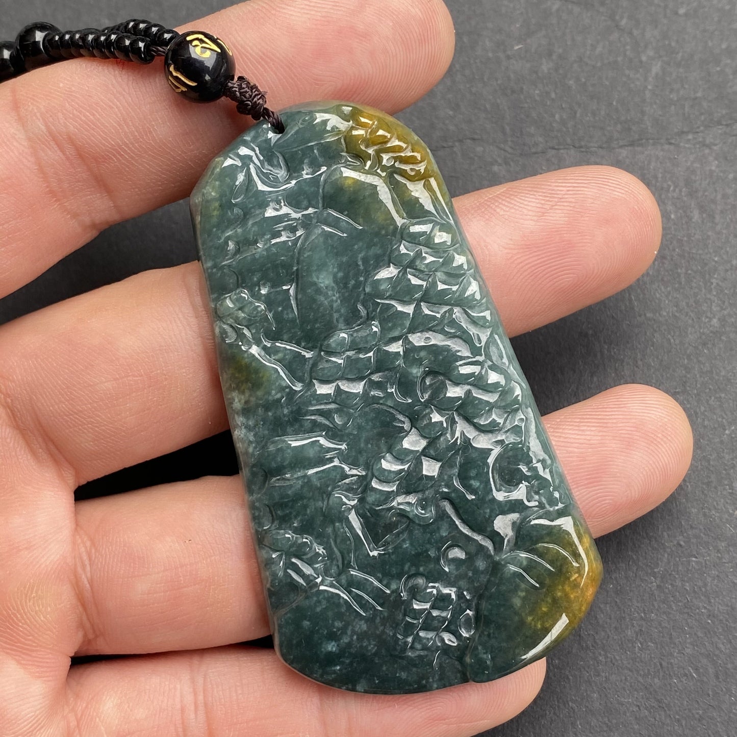 Natural Snowflakes Blue Jadeite Guatemalan jade Translucent Grade A jade Landscape  pendant scenery necklace jewelry jade gift 天然翡翠山水牌