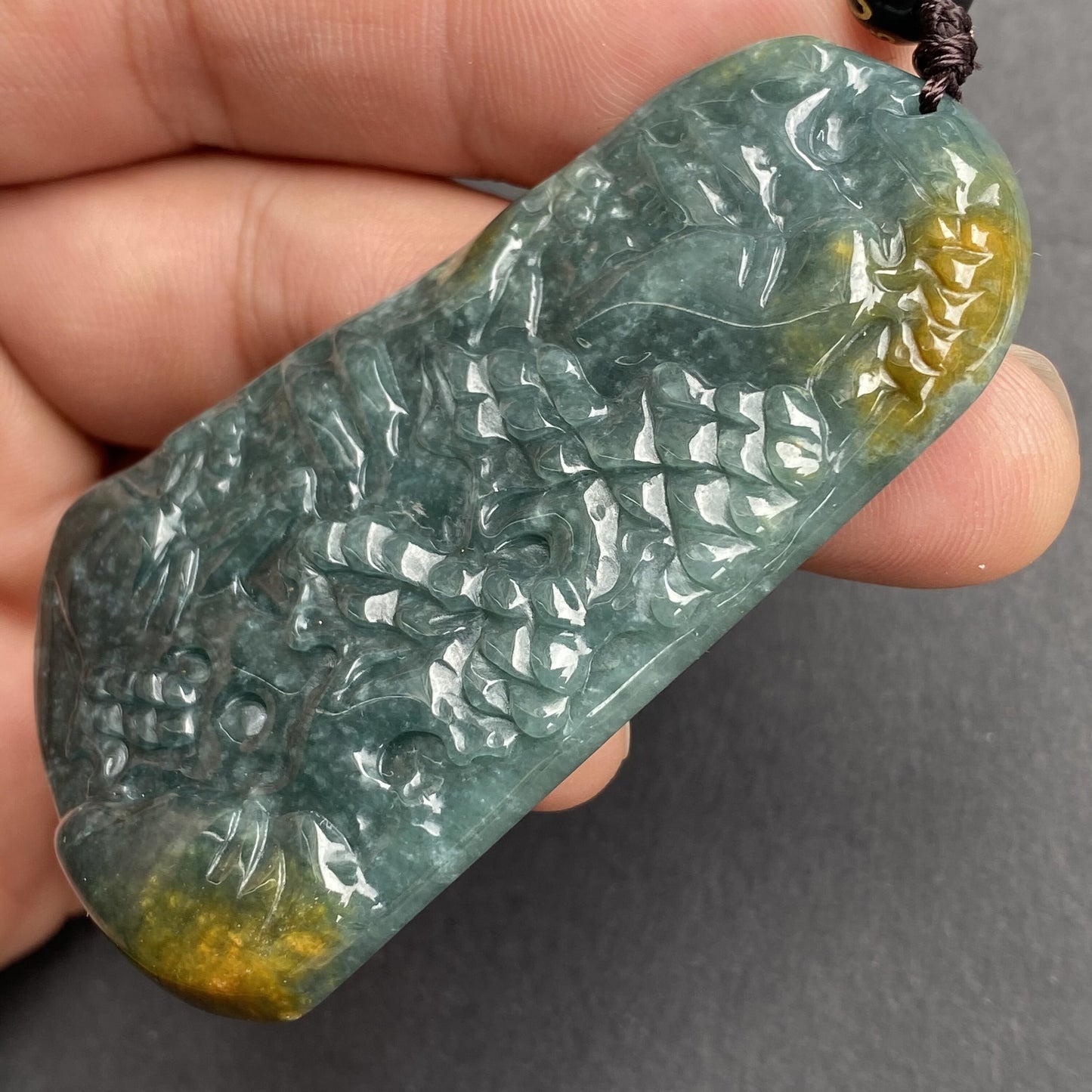 Natural Snowflakes Blue Jadeite Guatemalan jade Translucent Grade A jade Landscape  pendant scenery necklace jewelry jade gift 天然翡翠山水牌