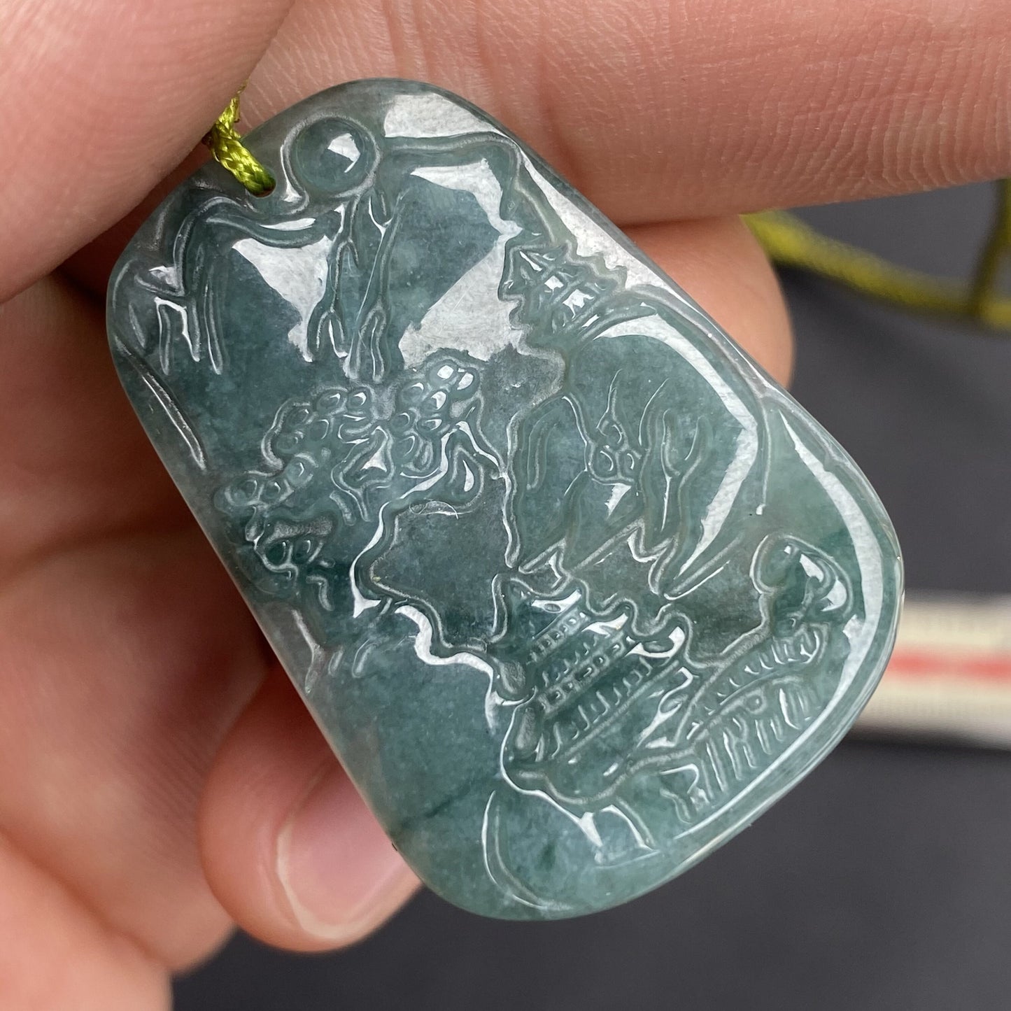 Natural Snowflakes Blue Jadeite Guatemalan jade Translucent Grade A jade Landscape  pendant scenery necklace jewelry jade gift 天然翡翠山水牌