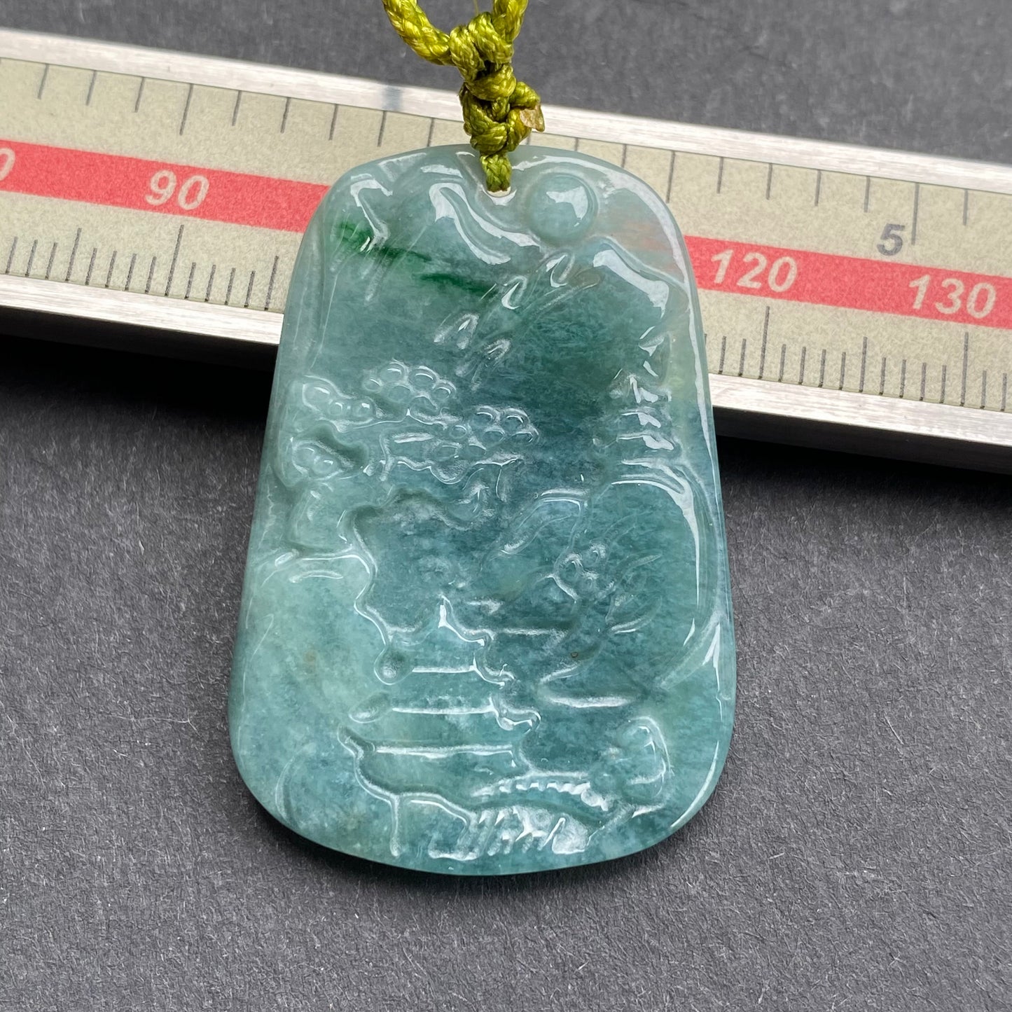 Natural Snowflakes Blue Jadeite Guatemalan jade Translucent Grade A jade Landscape  pendant scenery necklace jewelry jade gift 天然翡翠山水牌