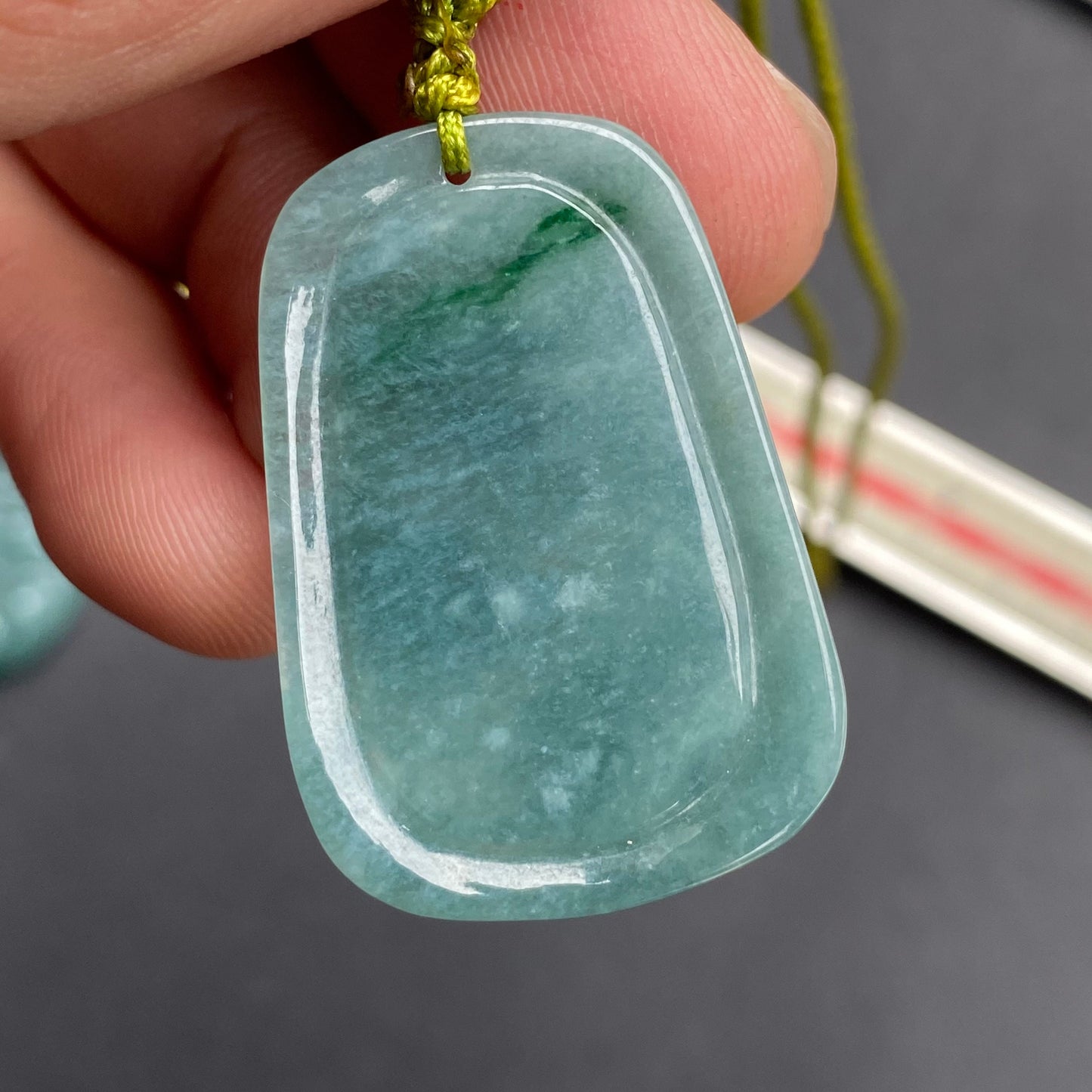 Natural Snowflakes Blue Jadeite Guatemalan jade Translucent Grade A jade Landscape  pendant scenery necklace jewelry jade gift 天然翡翠山水牌