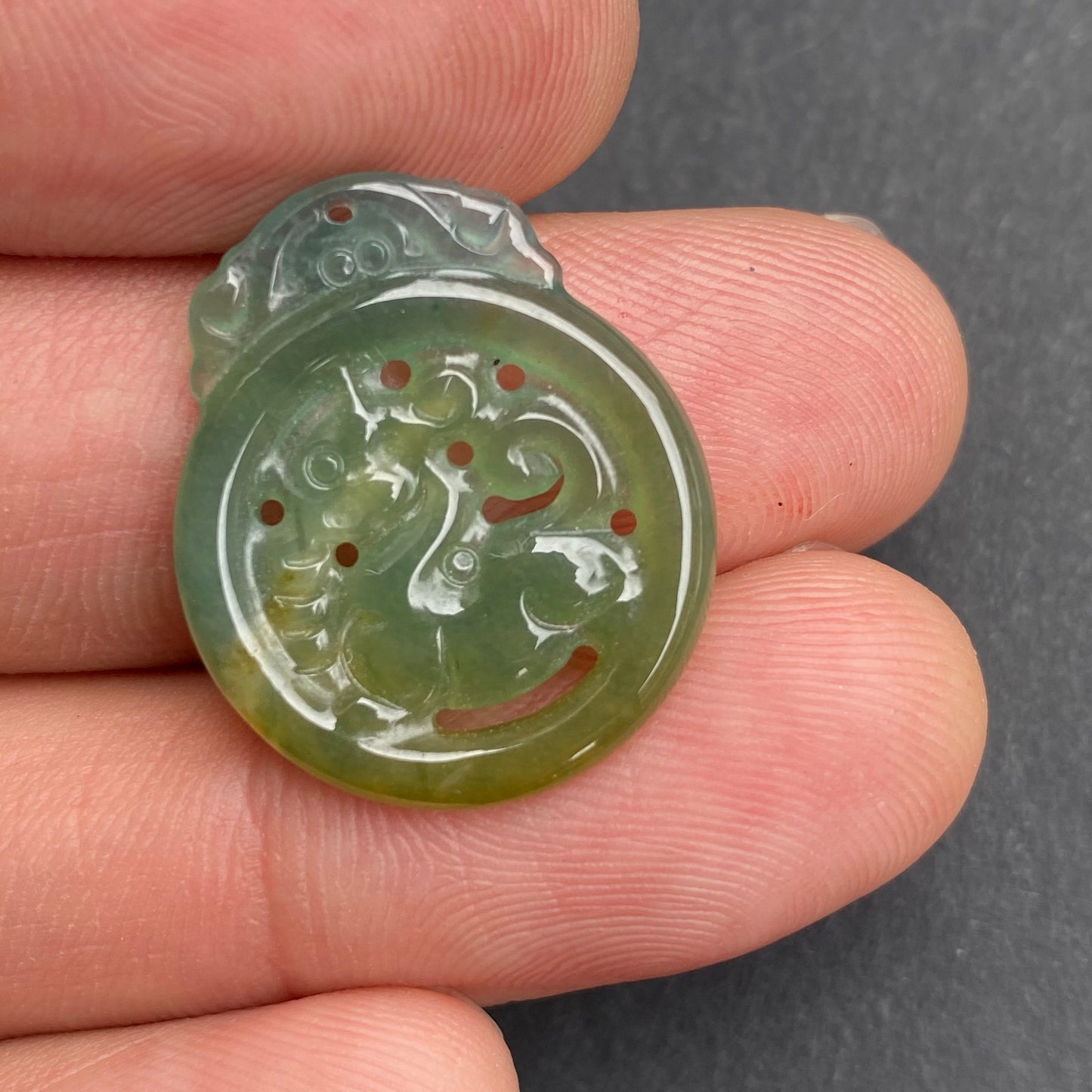 Vintage Dragon Natural transparent Guatemala Jadeite pendant Grade A Jade Blue gemstone men dragon Guatemalan jadeite pendant